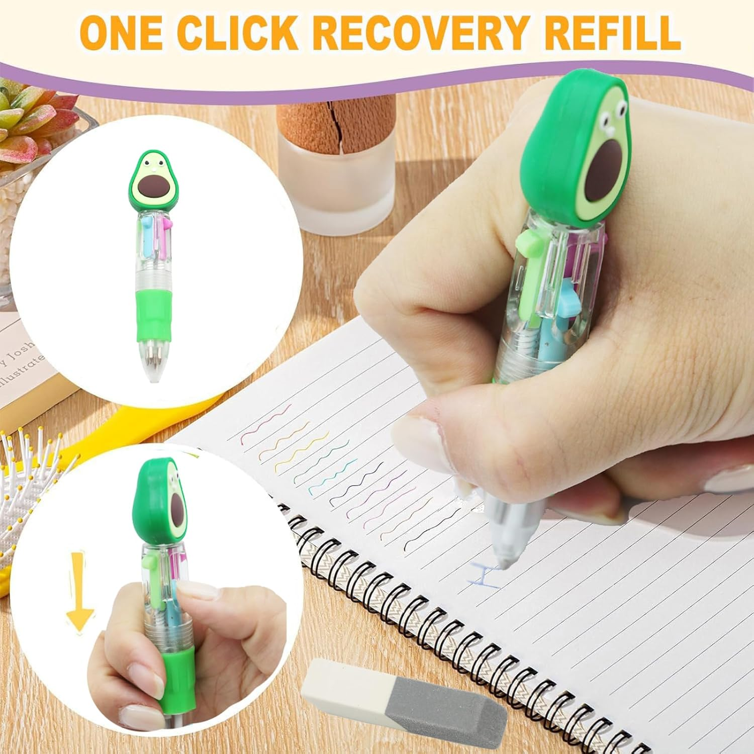 30Pcs Multicolor Pen in One Complimentary Erasers - 4-In-1 Cute Pens for Kids - Ballpoint Pens for Birthdays and Children'S Parties - Fun Gifts Assorted Lnk Kawaii Pens Students Prizes (Random Style) image number 3