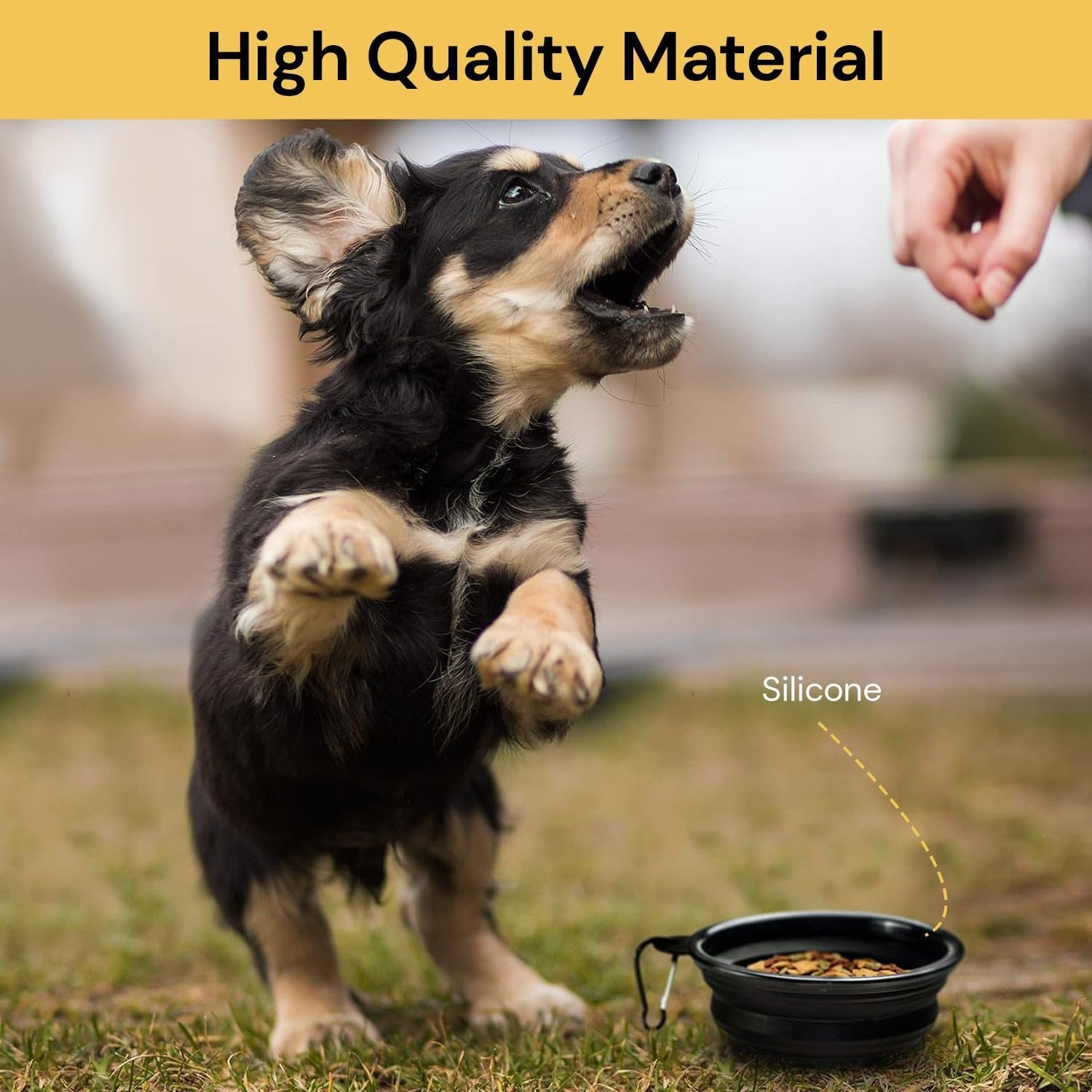 Portable Silicone Pet Bowl, Foldable Expandable Water Feeding Travel Bowl Cup Dish for Pet Dog Cat Food Water Feeder for Travel Camping or Out Door Portable Cup Dish (Black) image number 4