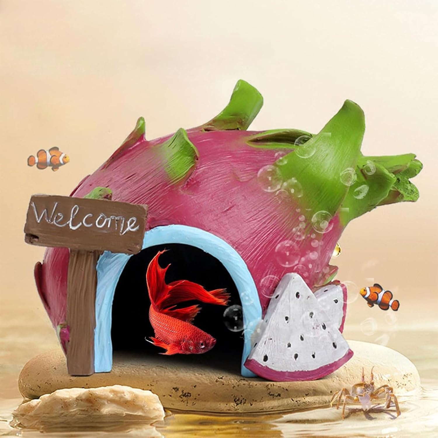 Cozioz Small Animal Hideout Hut &ndash; Chewable Cage Cave Toy for Sugar Gliders, Hedgehogs, Chinchillas, Squirrels, and Hamsters | Habitat Decor Accessories(Pineapple 2)