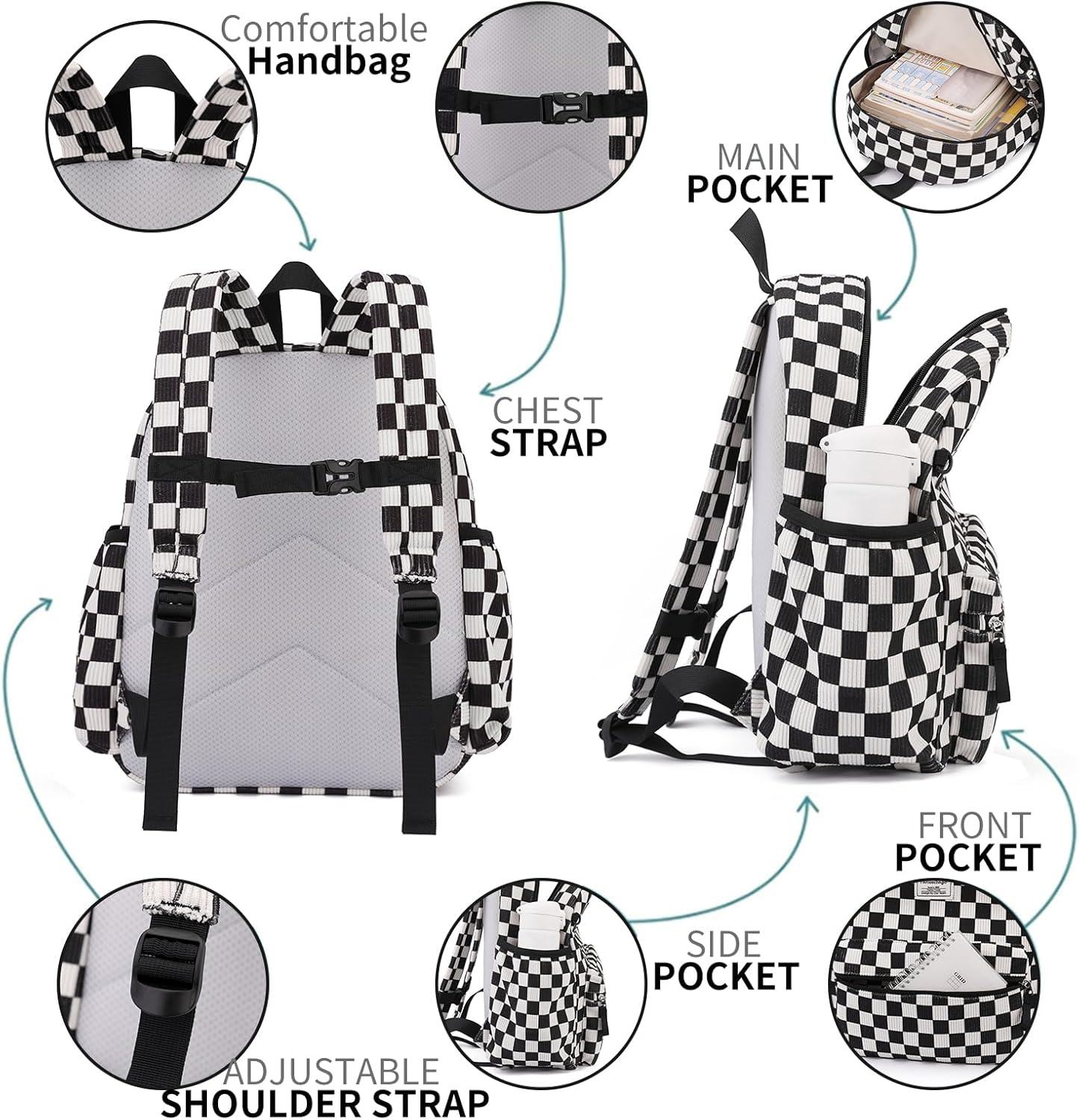 Tanweibago Corduroy Kids Backpack for Boys Girls Backpacks for Primary Elementary Kindergarten image number 3