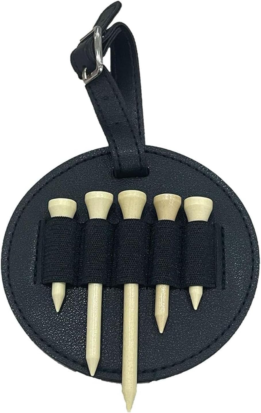 Golf Teg Sets Tees Organizerleather Golf Tee Holder Hooks to Golf Bag Belt Clip,Fits Golf Bag,Includes Five Tees image number 6