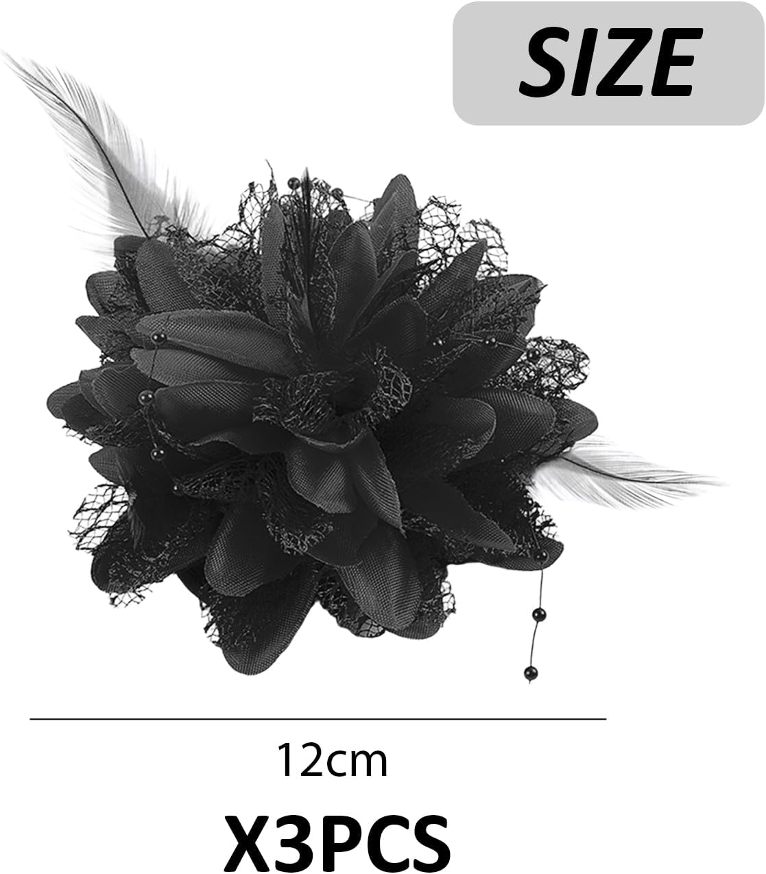 3 Pieces Simulated Flower Hair Pins, Retro Hairpins, Performance Costume Accessories, Party Hairpins, Role Play Accessories image number 3