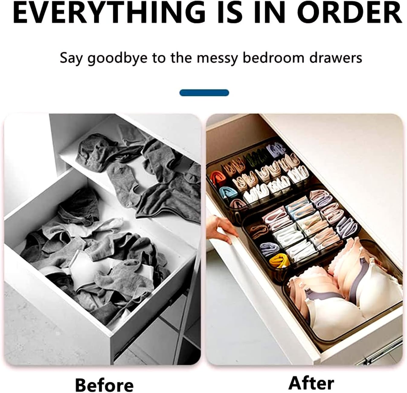 Betterlifewj Underwear Storage Box. Simple Transparent, Shelf Pull-Down Drawer with Partition. Store Socks, Underwear, Bras, Ties. image number 6