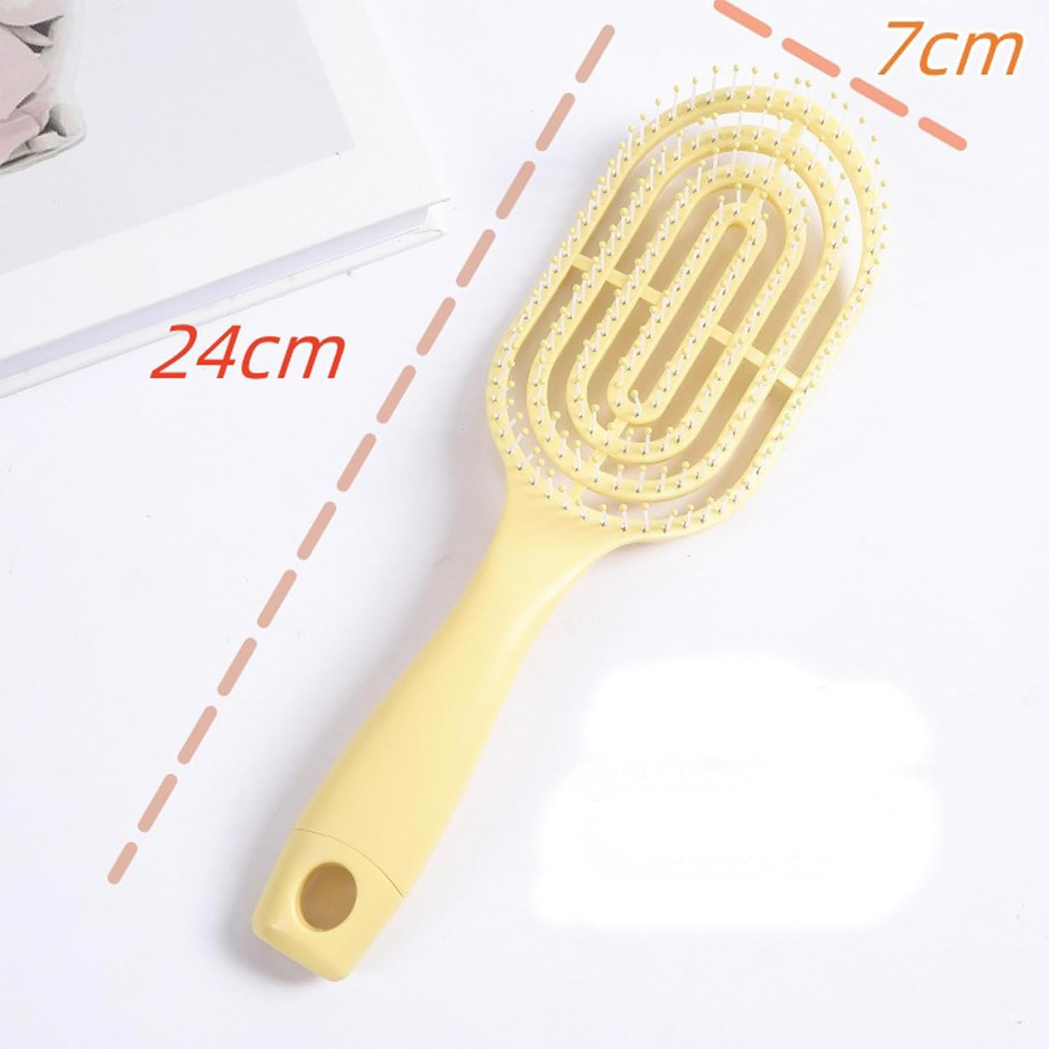 Organic Detangling Hair Brush for Women, Men and Children - Does Not Pull on Hair Straightening Brushes for Straight, Curly Wet Hair Home Massage Comb (Yellow) - Blue image number 3