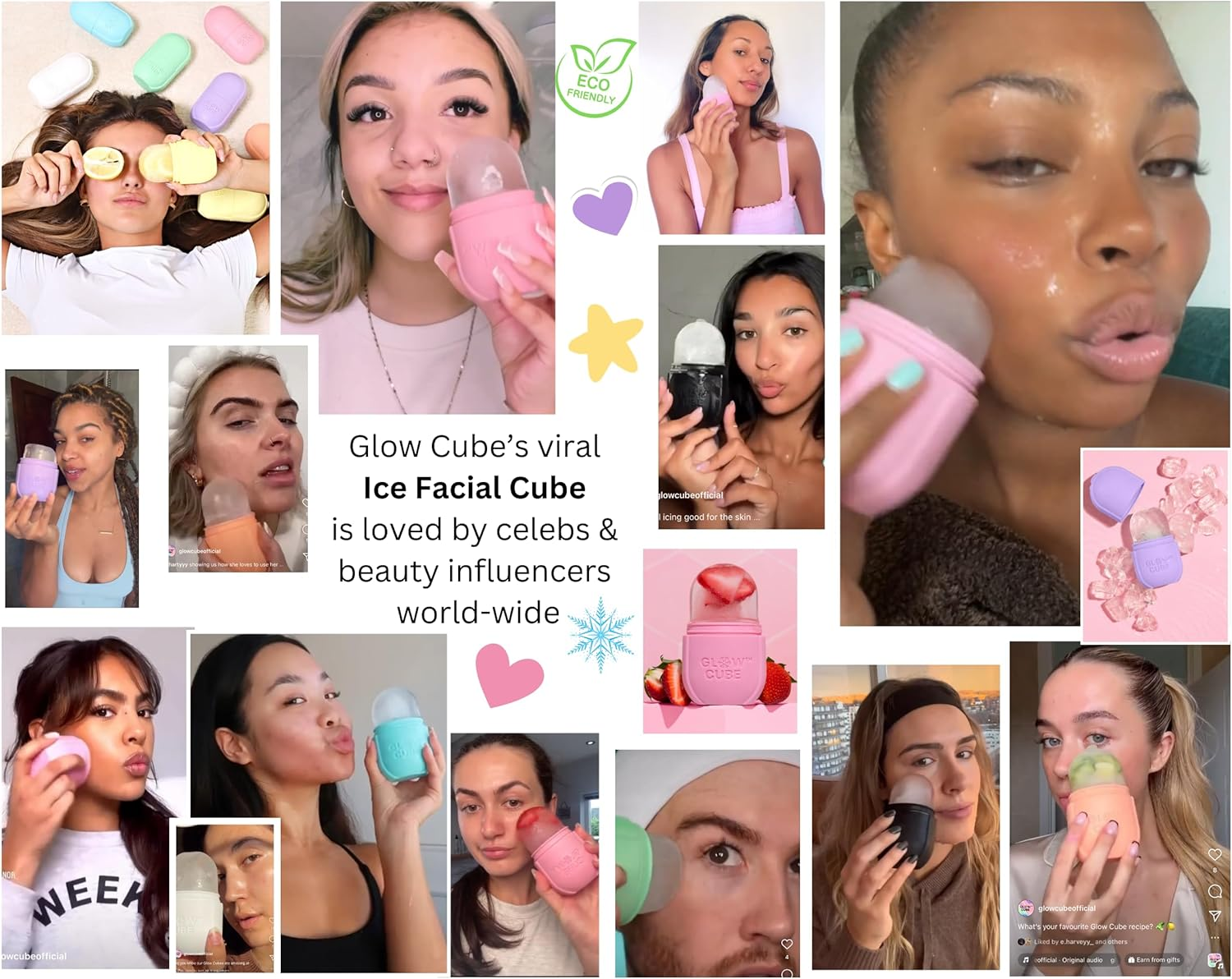 Glow Cube Ice Roller for Face Eyes and Neck to Brighten Skin & Enhance Your Natural Glow/Reusable Facial Treatment to Tighten & Tone Skin & De-Puff the Eye Area (Pastel Pink) image number 5