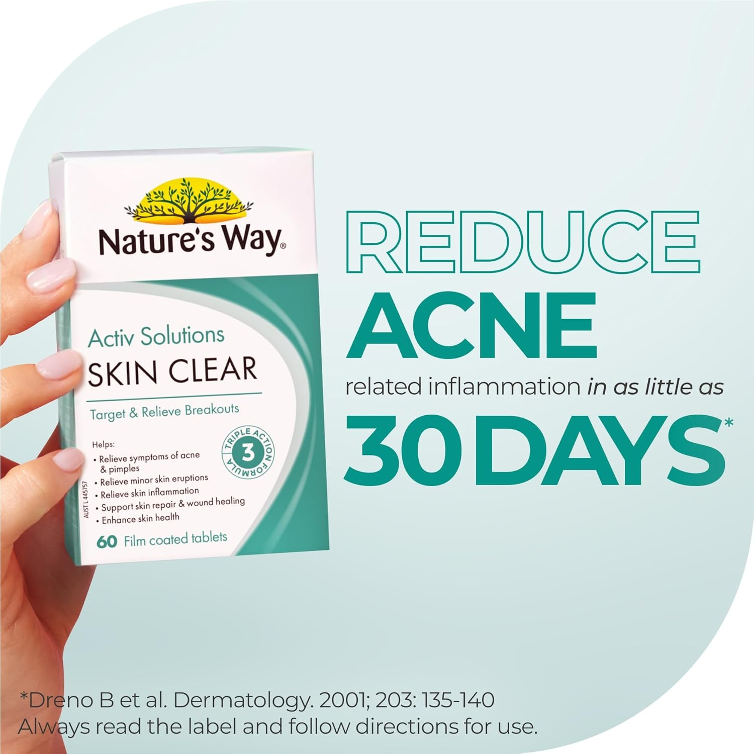 Nature'S Way Beauty Activ Solutions Skin Clear 60 Tablets image number 3
