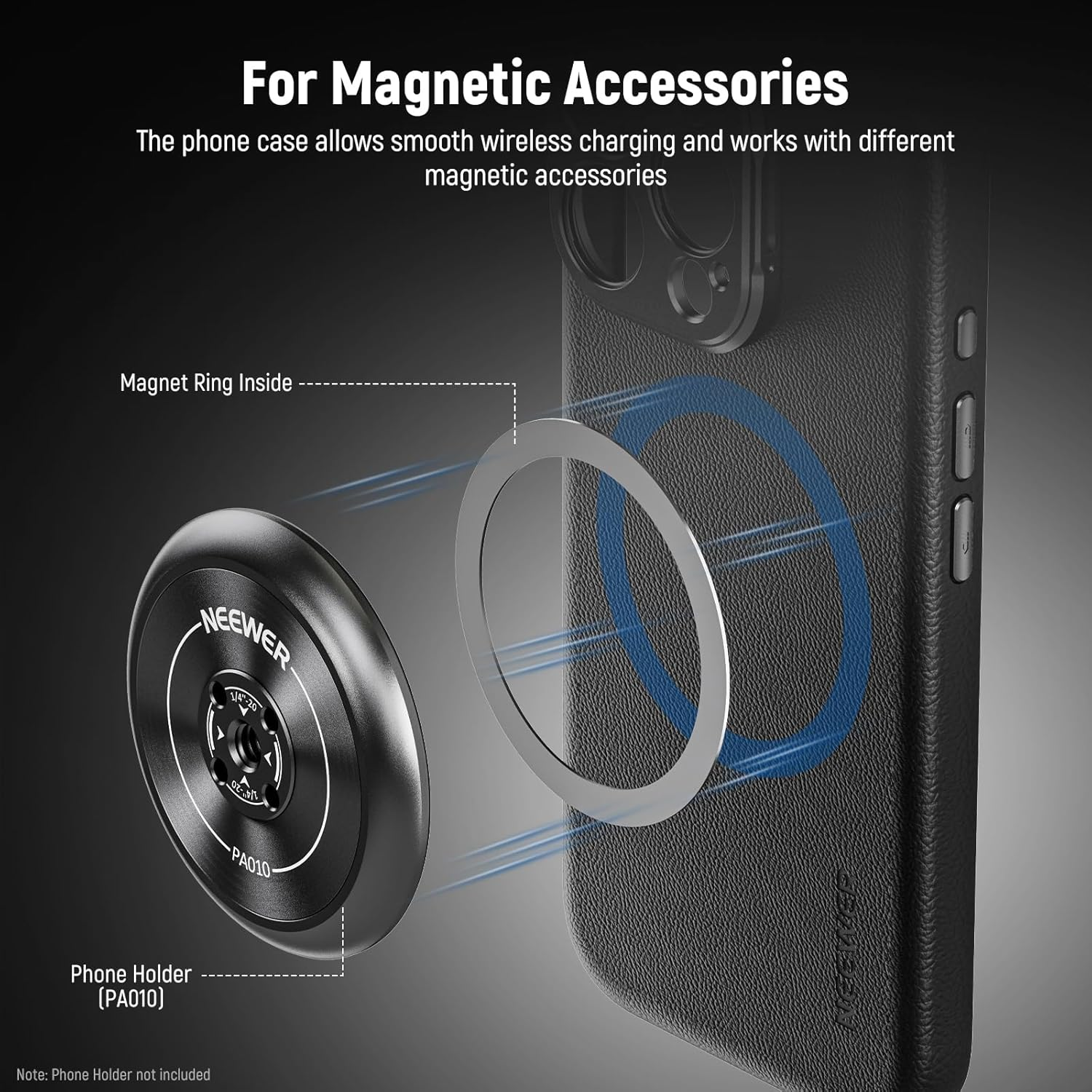 NEEWER Phone Case for 17 Pro Max,Modular Protective TPU/PC Phone Cover with 67Mm Thread Filter Ring,17Mm Lens & T Mount Lens Backplates Compatible with Moment Magsafe Iphone 17 Pro Max,Pa134 image number 6