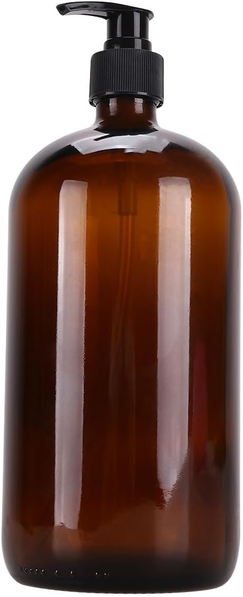 Iplusmile Brown 1000Ml Glass Cosmetics Bottle Pump Dispenser, Portable Refillable Emulsion Sub Bottle for Travel and Home Storage image number 2