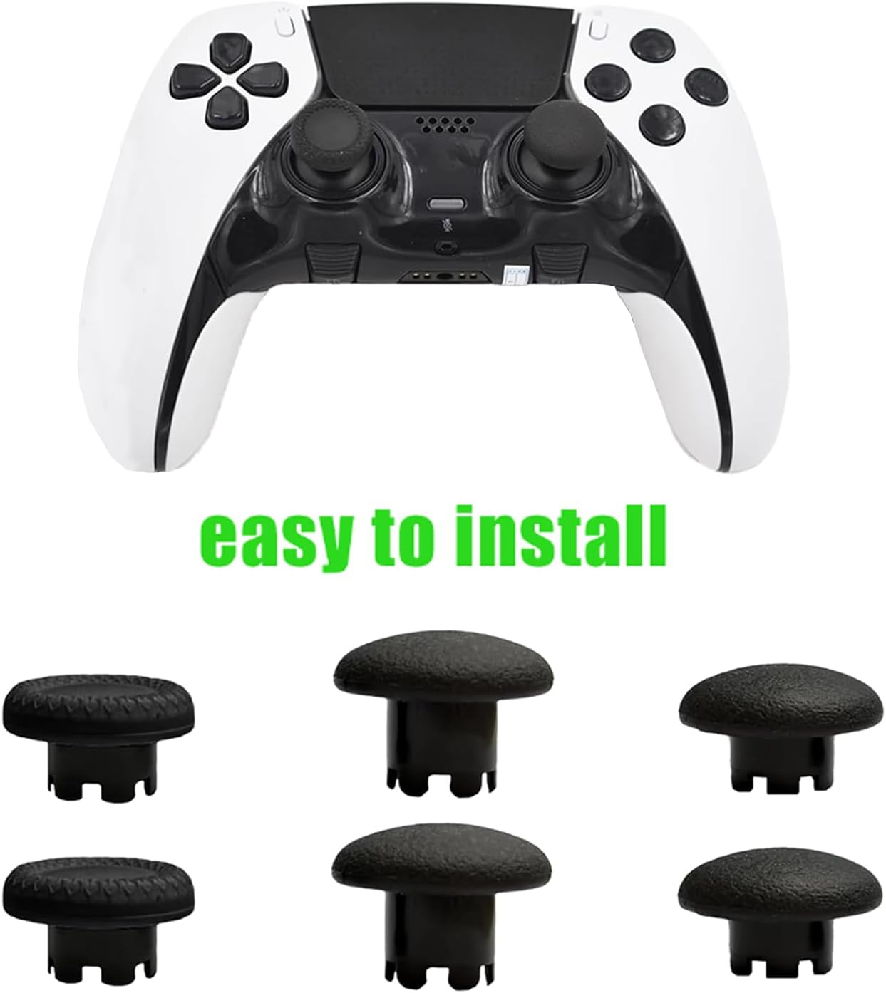 6 Pcs Metal Thumbsticks for PS5 Edge Controller, 4 Pcs Back Paddles Triggers Buttons for PS5 Dualsense Controller, Replacement Accessories Parts for PS5 Edge Controller Analog Joystick(Black)