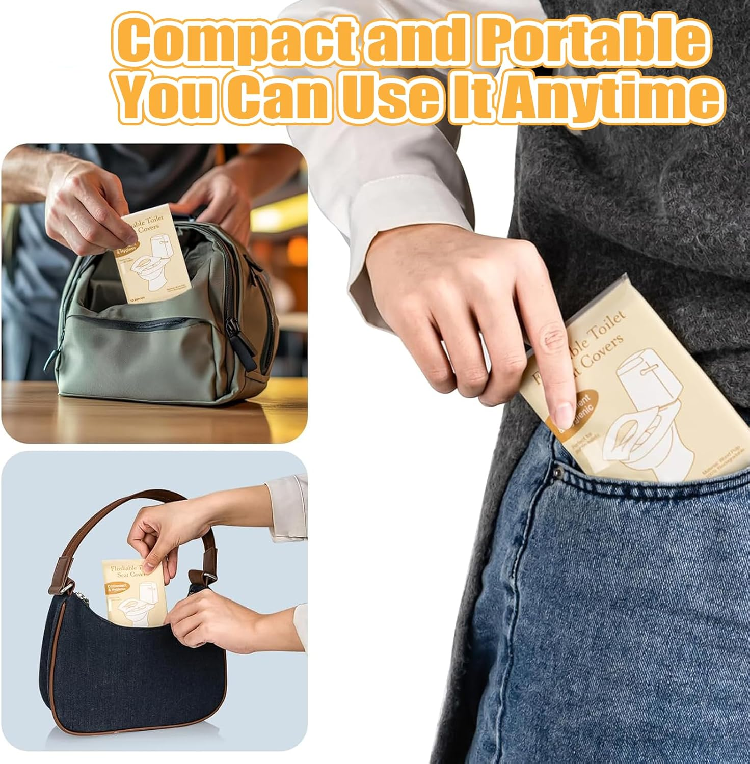 130PCS Toilet Seat Covers Disposable, Flushable Paper Travel Toilet Seat Covers for Adults and Kids Potty Training, Great Biodegrable Accessories for Public Restrooms, Airplane, Camping image number 4