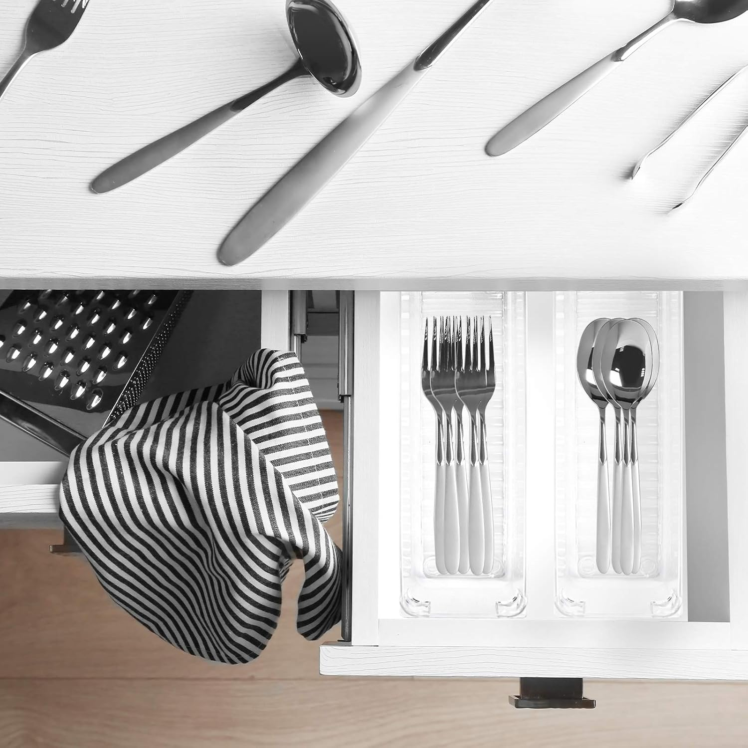 TRIXES 9PC Clear Draw Organizers - Storage Box - Make up Organizers - Kitchen Storage - Desk Organizers - Divider Trays - Kitchen Storage Containers - Assorted Sizes image number 2