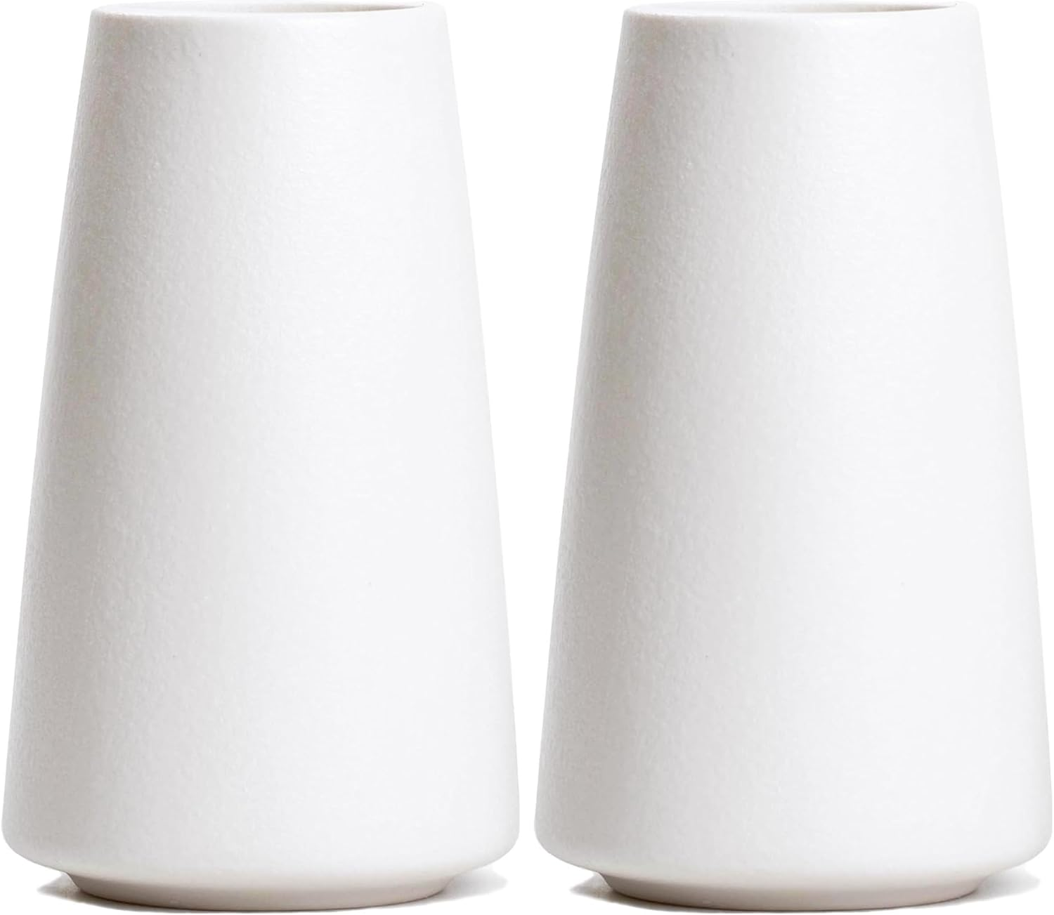 HUBUISH Ceramic Vase - Flower Vase Minimalism Style for Modern Table Shelf Home Decor, Fit for Fireplace Bedroom Kitchen Living Room Centerpieces Office Desk (Solid Black, Super Big) - Small (Pack Of 2), Solid White