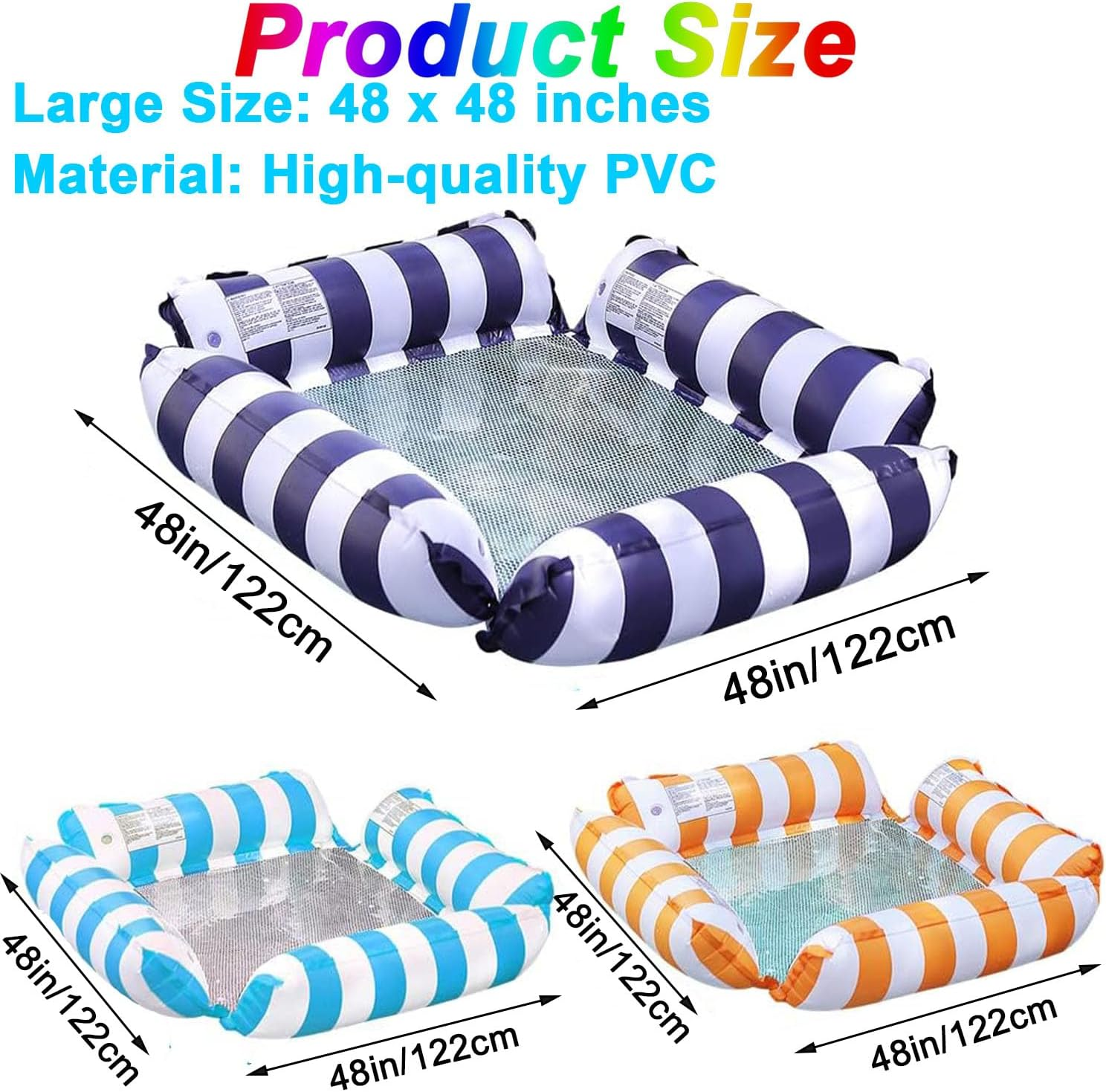 Inflatable Pool Chair Float, Water Hammock Lounge Chair, Multi-Purpose Water Hammock, Safe & Comfortable with Air Pump, Perfect for Vacation & Summer Pool Relaxation