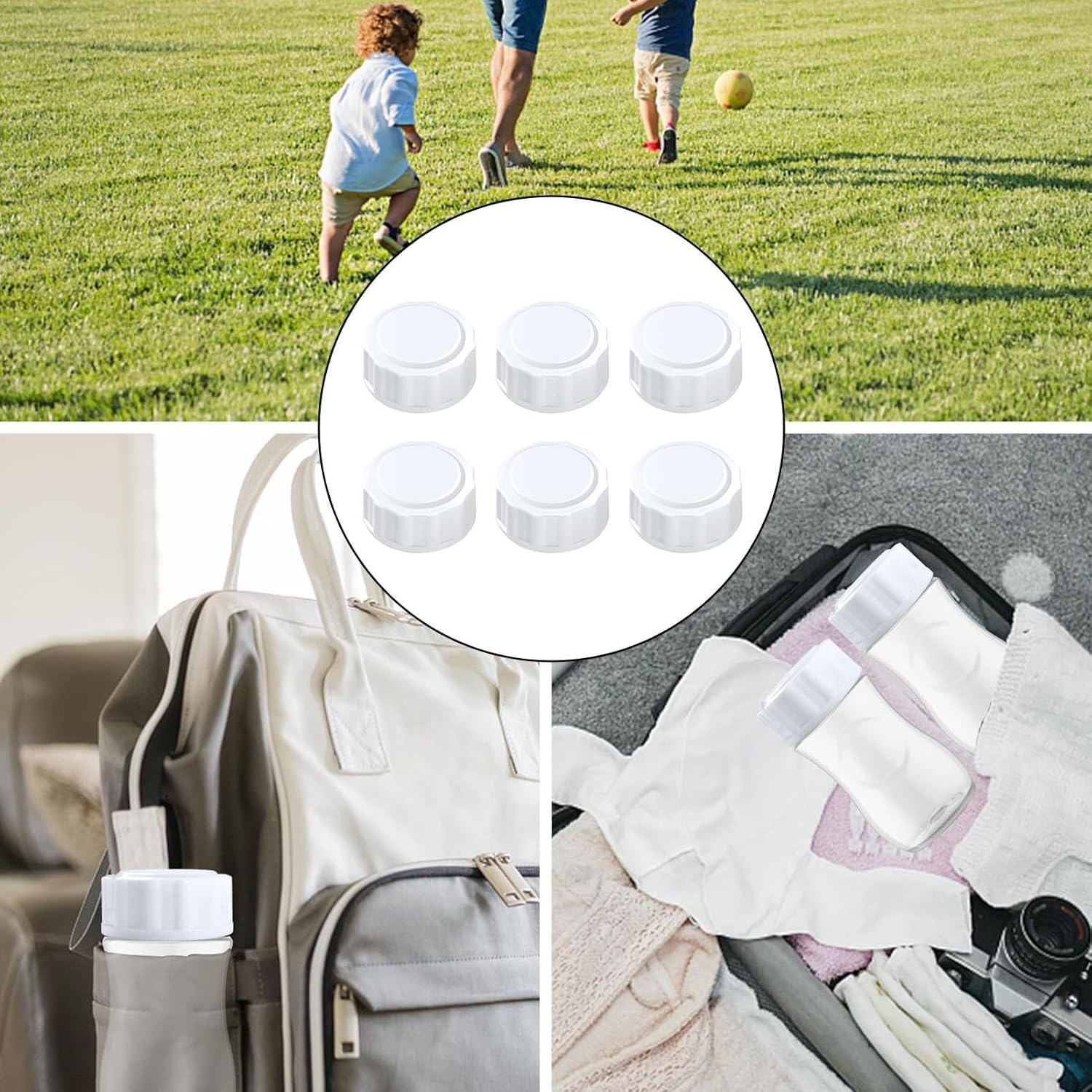 Caps, Baby Bottle Covers, Leakproof Milk Lids, 18.3/14.2/8.5 Cm Toddler Drink Seals, Replacement Travel, 6-Pack Assorted, Ideal for Car, Plane, Business and Vacation Use image number 4