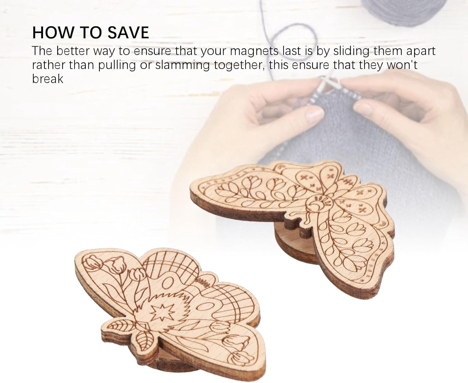 DAUZ Elegant Strong Magnets Versatile Embroidery Needle Minder, Beech Wood, 2 Count image number 4