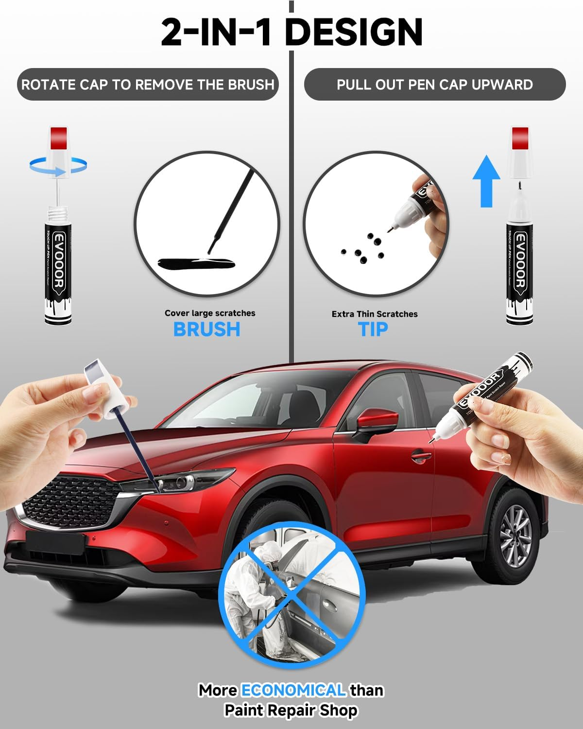 46V Soul Red Crystal Metallic Tricoat Touch up Paint Compatible with Mazda Exact Match 2 in 1 Touch up Paint for Chips and Nicks Repair image number 6