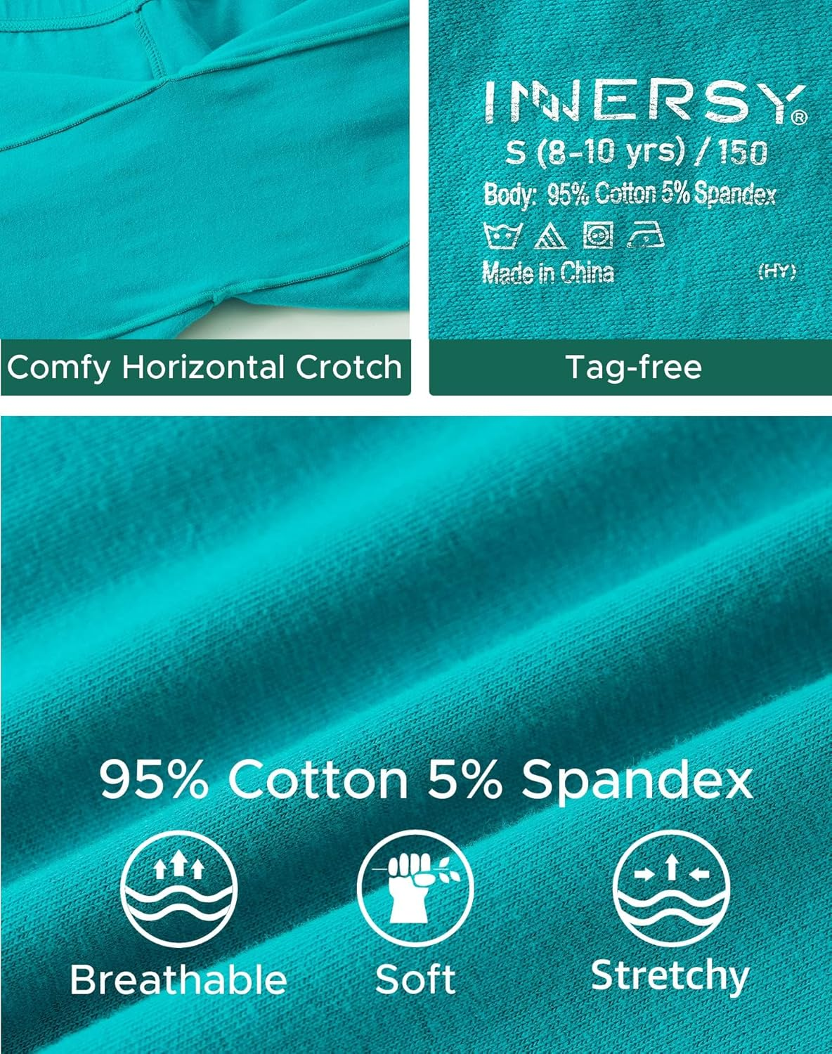 INNERSY Teen Girls' Soft Cotton Short for Age 8-16 Kids Tagfree Dance Shorts 3-Pack image number 3