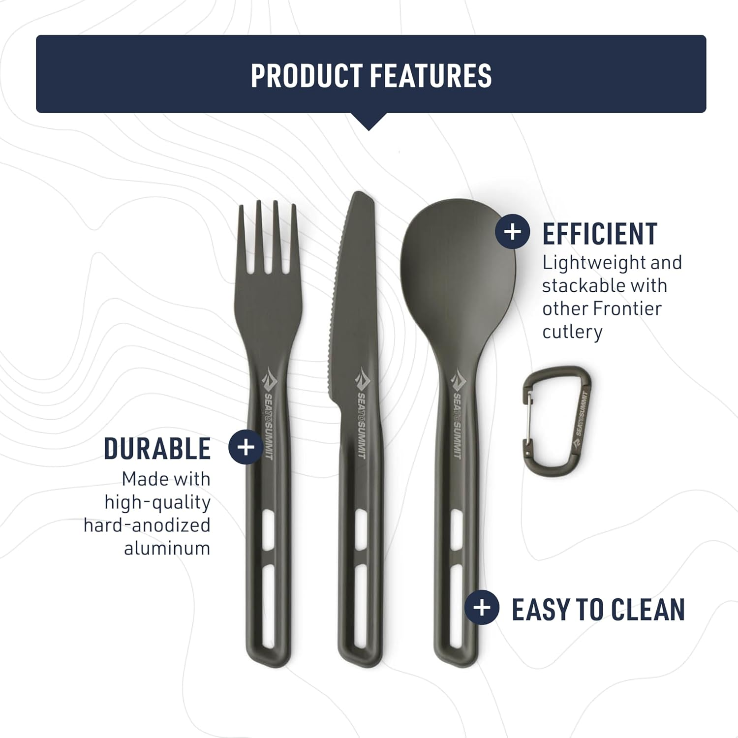 Sea to Summit Frontier Ultralight Cutlery Set, Fork, Spoon and Knife (3 Pieces)