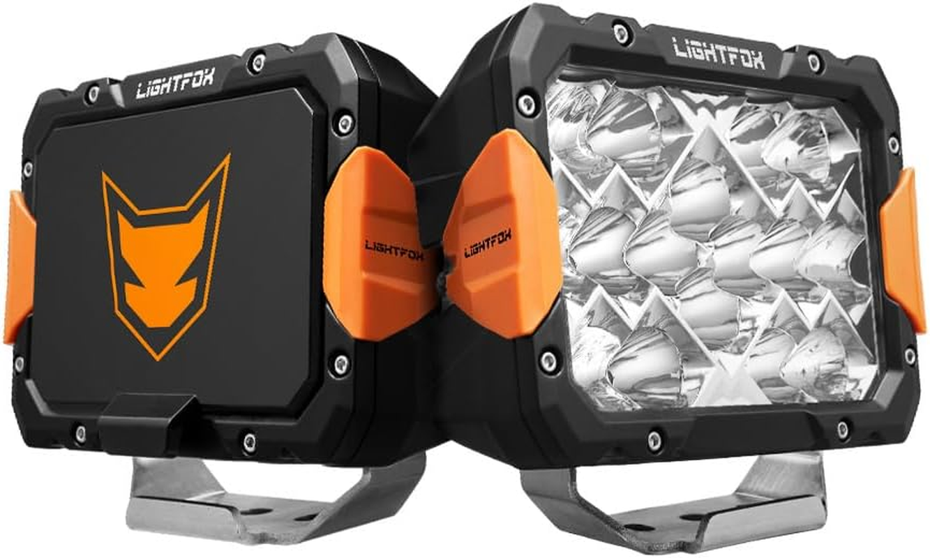 LIGHTFOX 2 Pcs 9 Inch LED Driving Light Rectangular, 13,560LM Spot & Flood with Protective Covers & Colour Caps, Adjustable Angle with Wiring Harness, IP68 for Offroad Jeep Wrangler Truck Pickup SUV image number 1