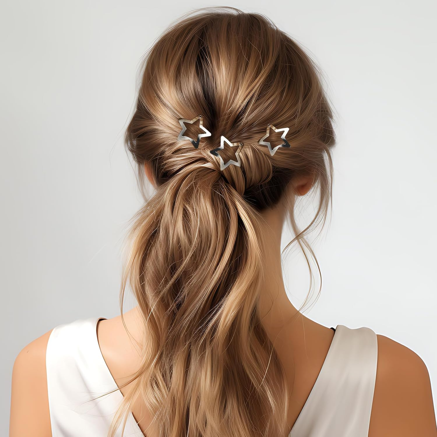 Qianyu 20 PCS 1.22" Star Hair Clips for Girls Non Slip Star Hair Barrettes Y2K Silver Metal Hair Accessories Kawaii Snap Kids Women Decoration Face Wash Clip Decoration image number 2