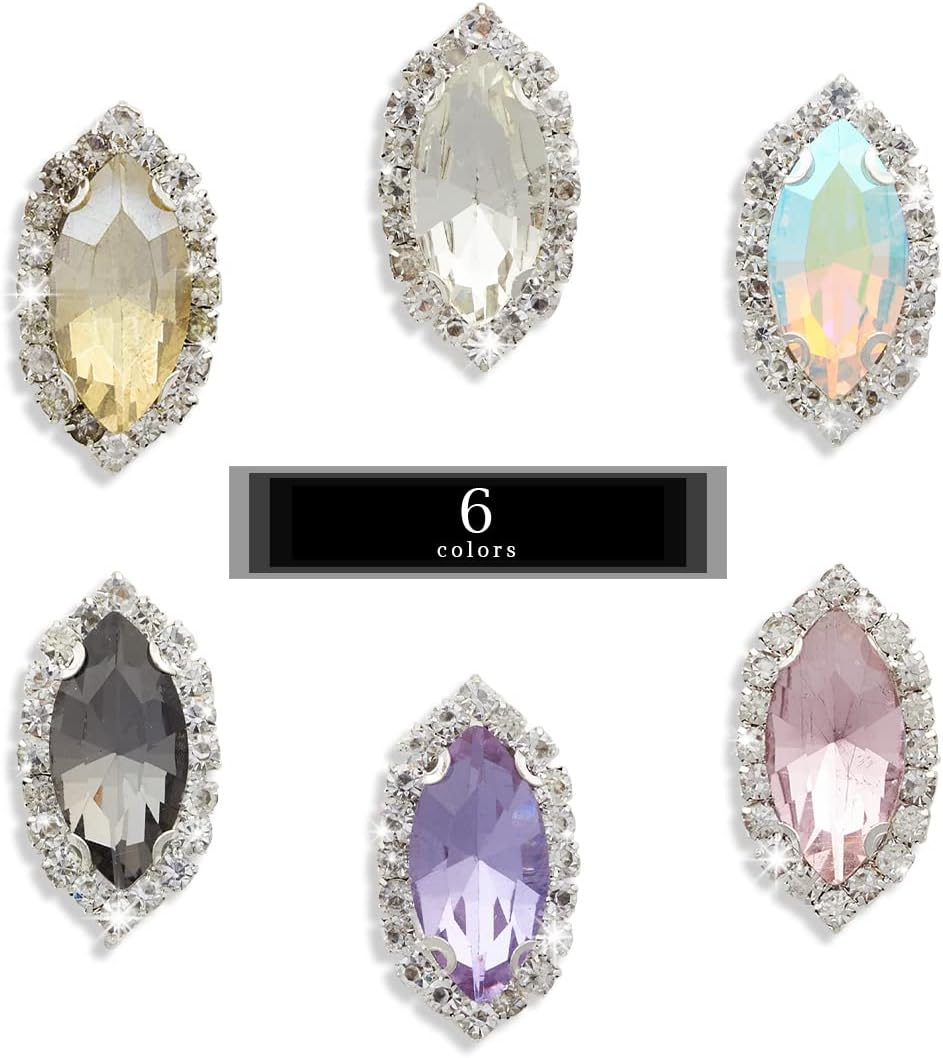 TANOSII Sew on Rhinestones 100 PCS Mixed Shapes Glass Rhinestones Sew on Crystal Gems Mental Flatback with Silver Claw for Jewelry Crafts Clothes Shoes Costume Garment White Type 1 - Champagne image number 7