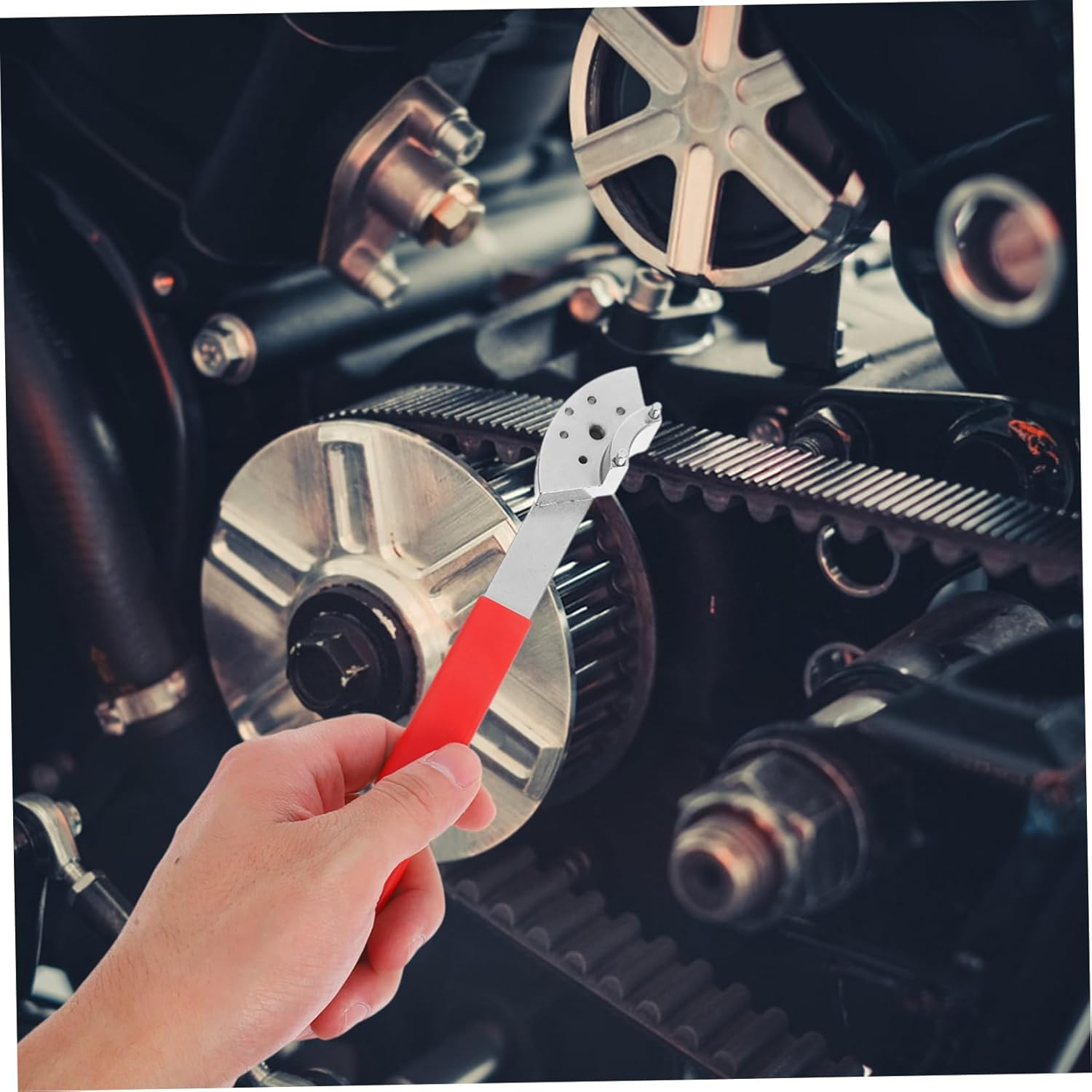 WATIIFUFU Belt Tension Adjustment Tool Portable Idler Pulley Spanner for Automotive and Motorcycle Timing Belt Maintenance Adjustable Tension and Sturdy Carbon Steel Design image number 3