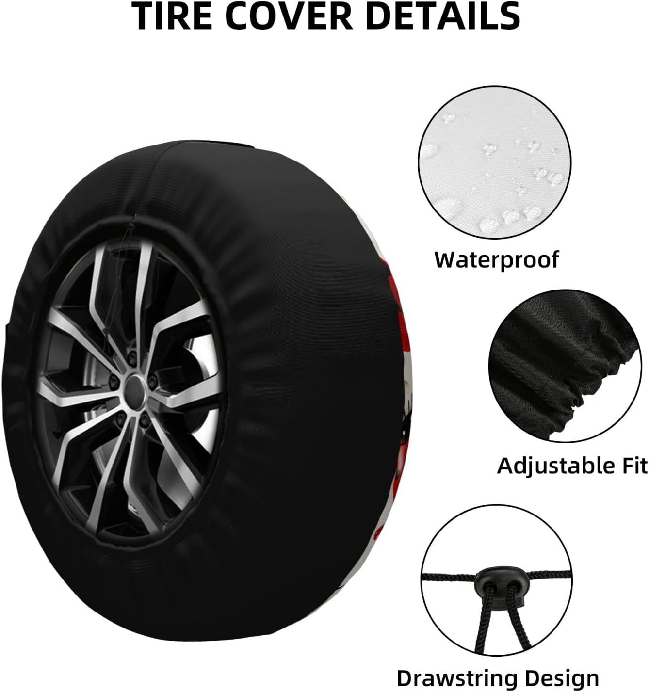 Red Ladybug Spare Tire Cover Weatherproof Automotive Wheel Cover Waterproof Dust-Proof Tire Protectors Travel Trailer Camper Tire Covers Universal 16 Inch image number 5