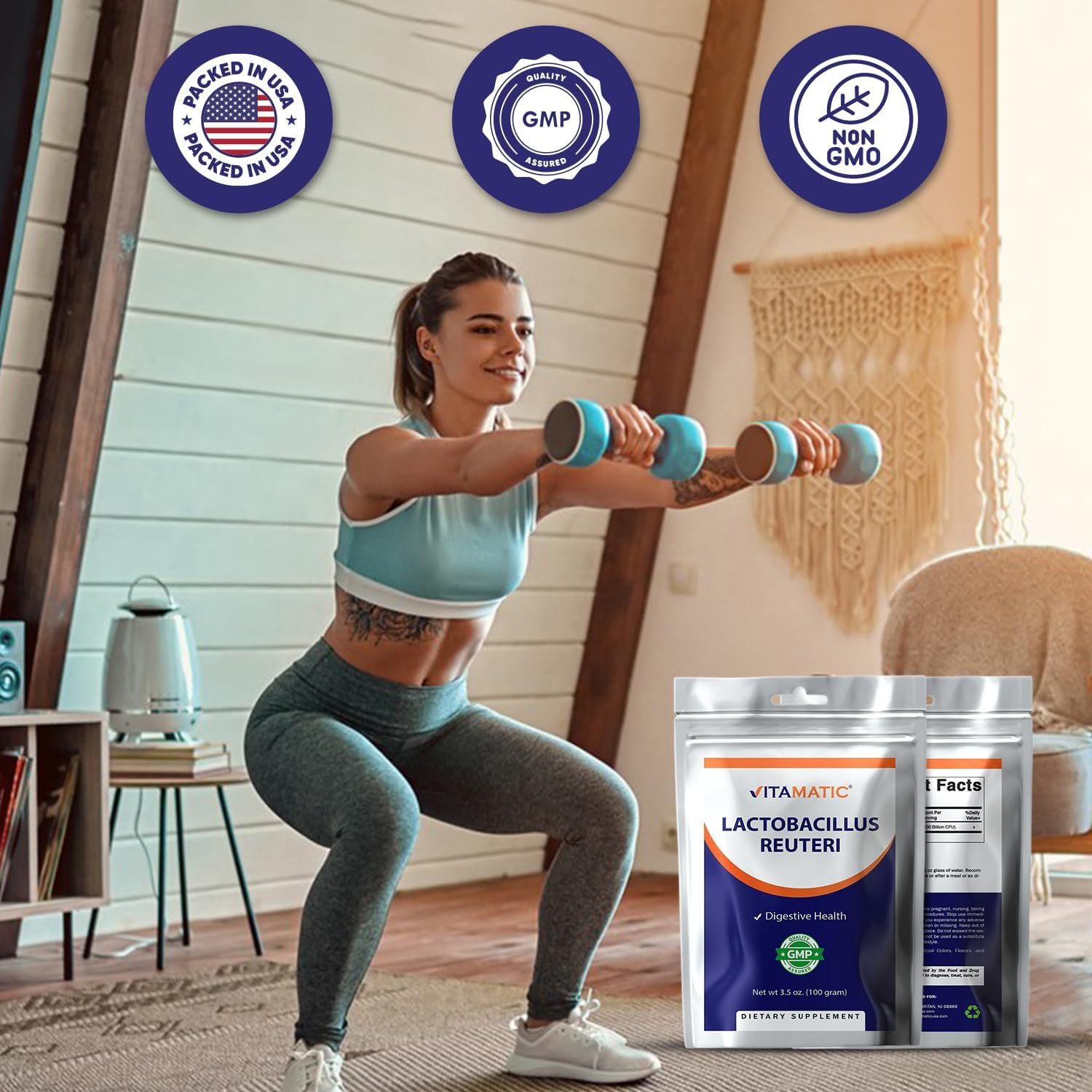 Vitamatic Lactobacillus Reuteri Probiotic Powder - Digestive Health Support - 100 Gram (3.5 OZ) - 100 Servings image number 5