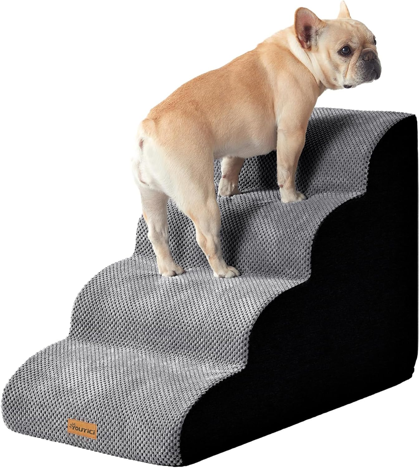 YOUYICI Dog Stairs Ramp for Small Dog, 4 Steps High Density Foam Pet Stairs Ramps, Pet Stairs for Cats, Non-Slip Balanced Pet Steps Indoor, Grey image number 4