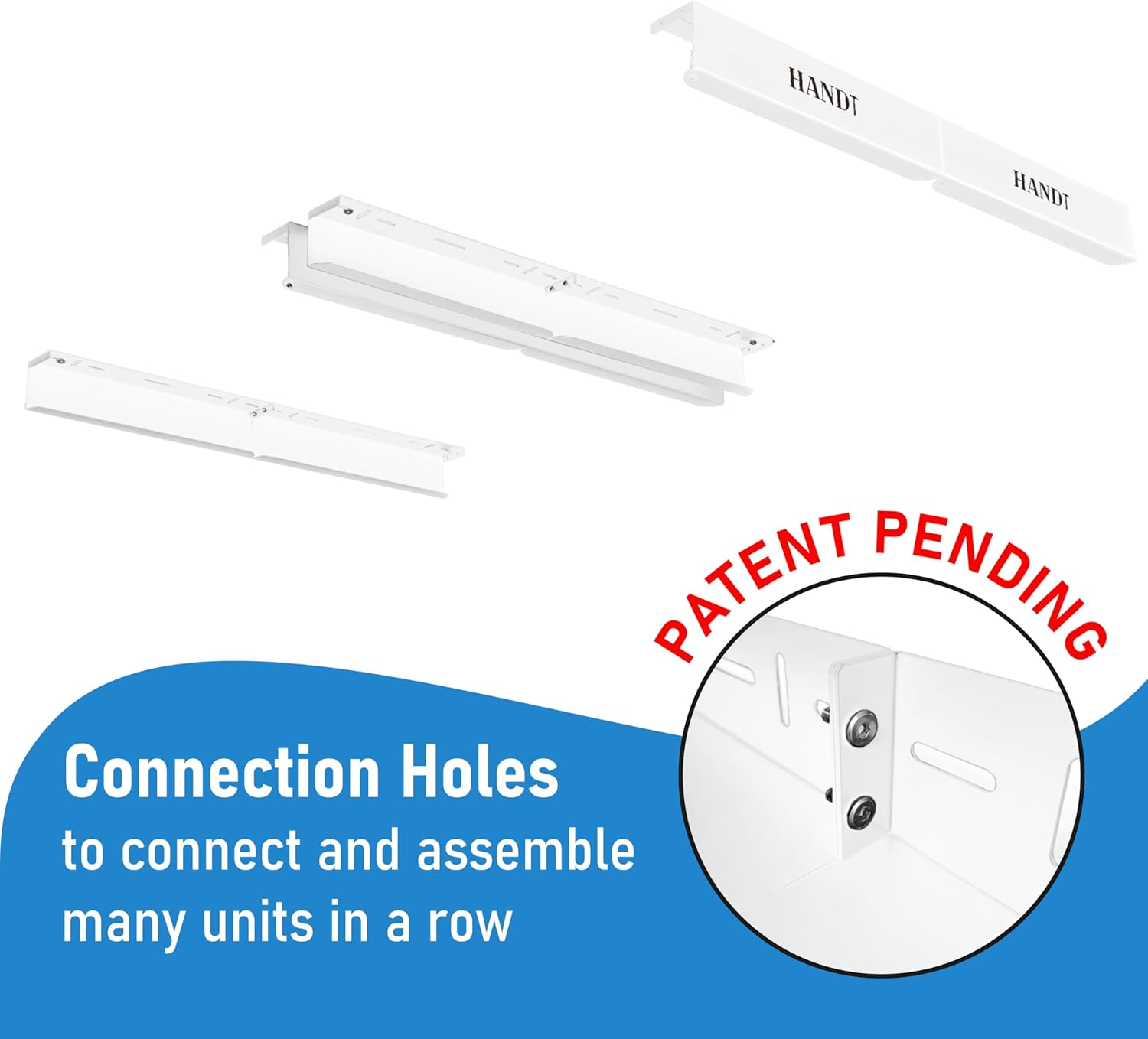 HANDT Overhead Garage Storage Rack, Ceiling Tote Bin Organization Rails Shelving Racks System, Heavy Duty Hanging Metal Rack Systems for 27 Gallon Container, Supports Most Other Bins, 4 Sets White image number 2