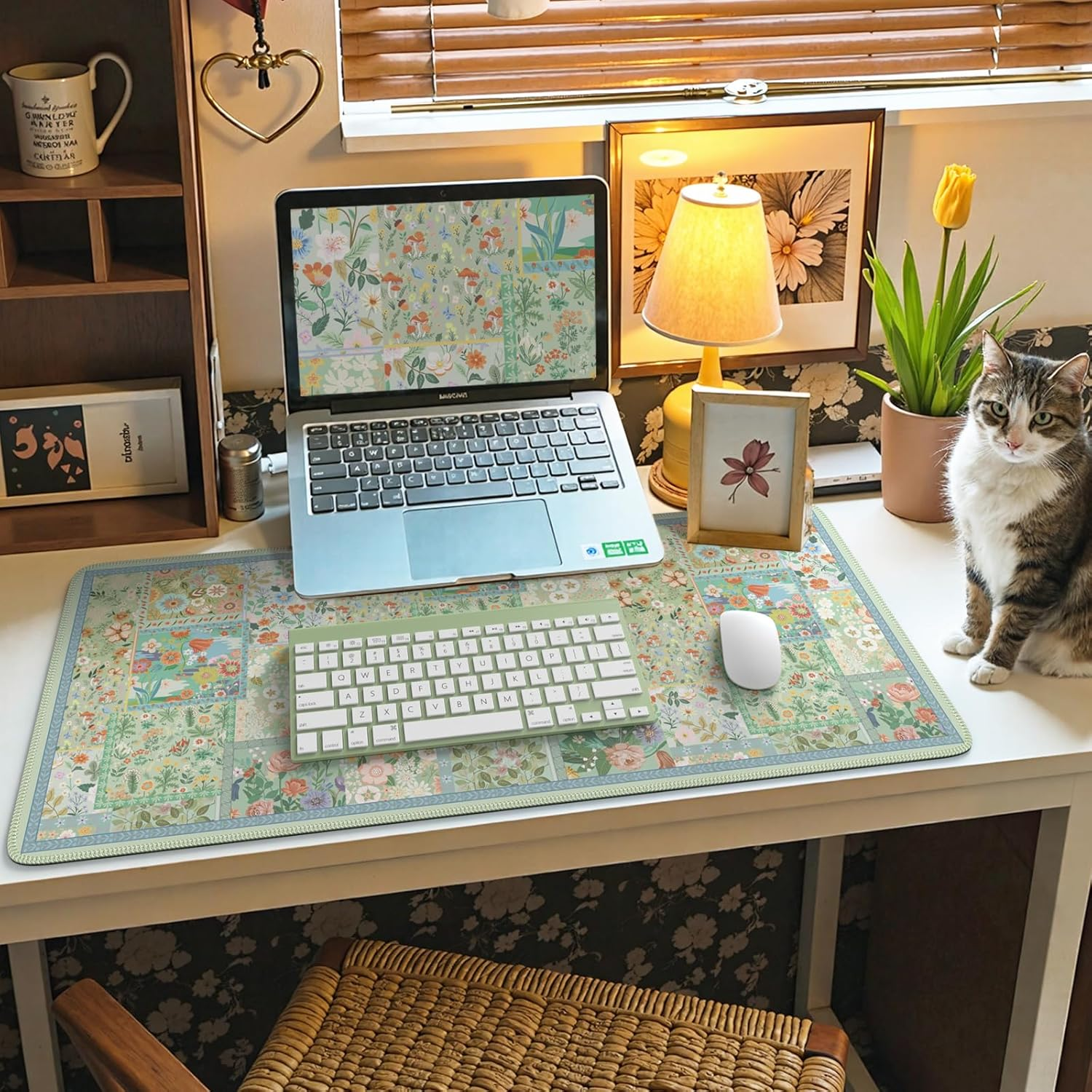 HAOCOO Green Desk Matt for Desktop, Desk Mat for Keyboard and Mouse, Non-Slip Desk Mouse Pad with Stitched Edges, Water-Resistant XL Mouse Pad for Women Office Decor - Green image number 3