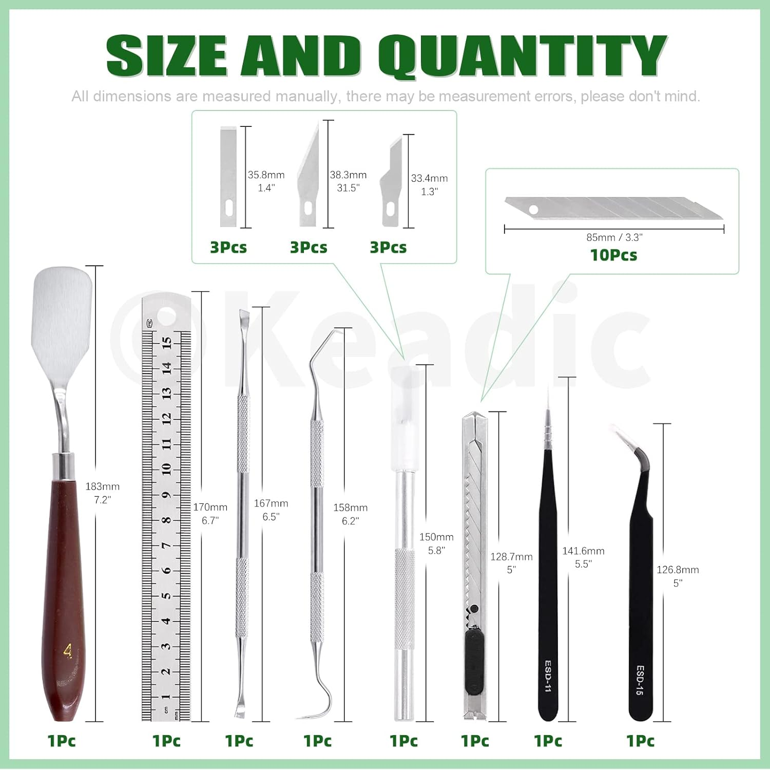 Keadic 31Pcs Professional Model Tools Compatible with Gundam Vinyl Weeding Tool Includes Paper Trimmer Cutting Board Utility Knife with Blades Hobby Building Tools Craft Set for Modeling Scrapbooking image number 3