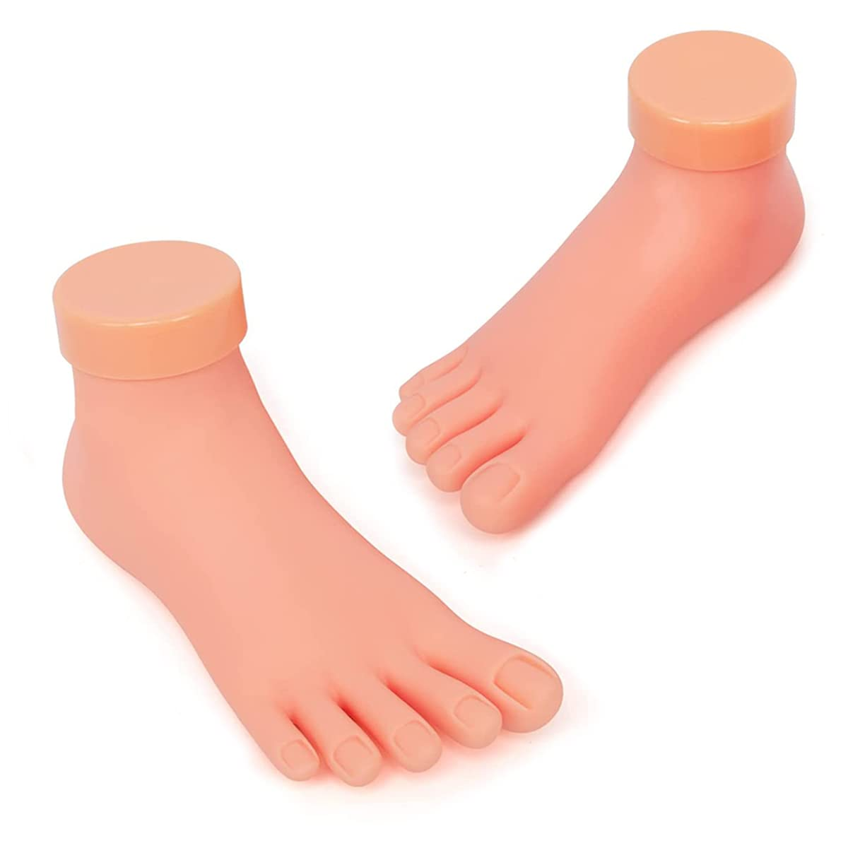Practice Foot Model 1 Pair Flexible Soft Silicone Prosthetic Manicure Tool for Nail Art Training