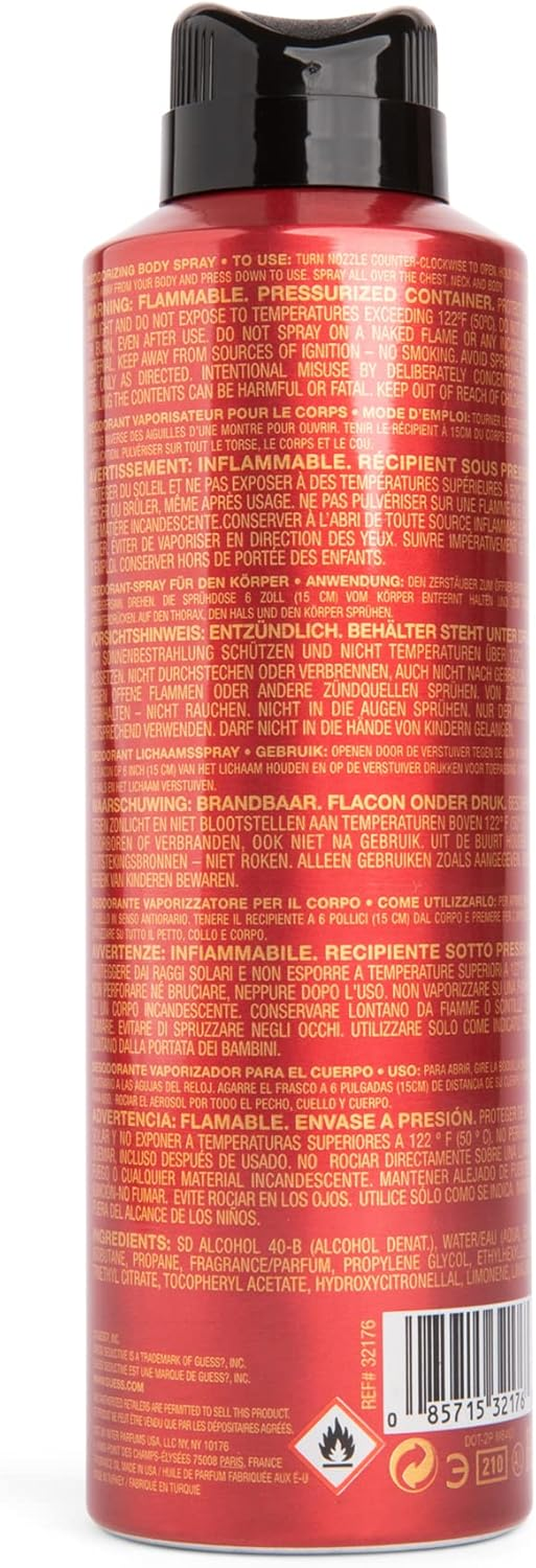 Guess Seductive Homme Red Body Spray for Men 226 Ml image number 2