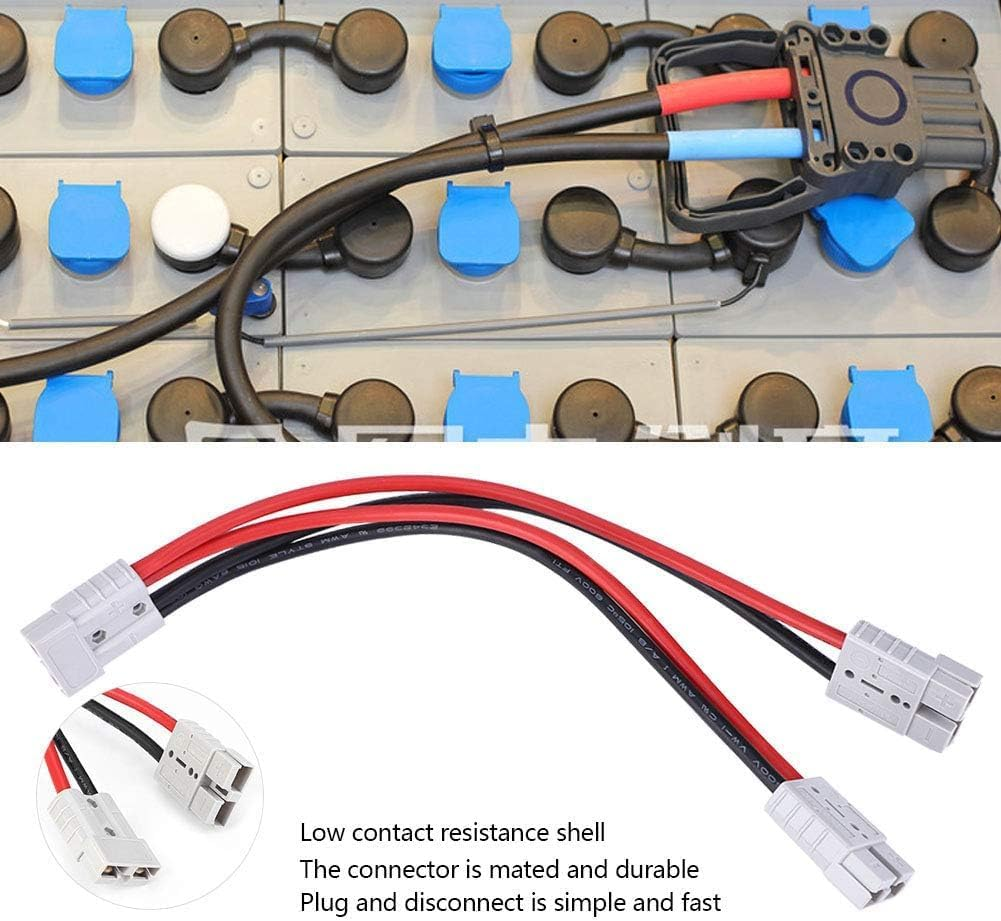 2Pcs Anderson Plug Connector Electric Forklift Charging Plug Large Current 1 to 2 Splitter Quick Connect Disconnect Connector for Battery Harness 300Mm Double Y Extension Adapter 50A Charging Cable image number 4