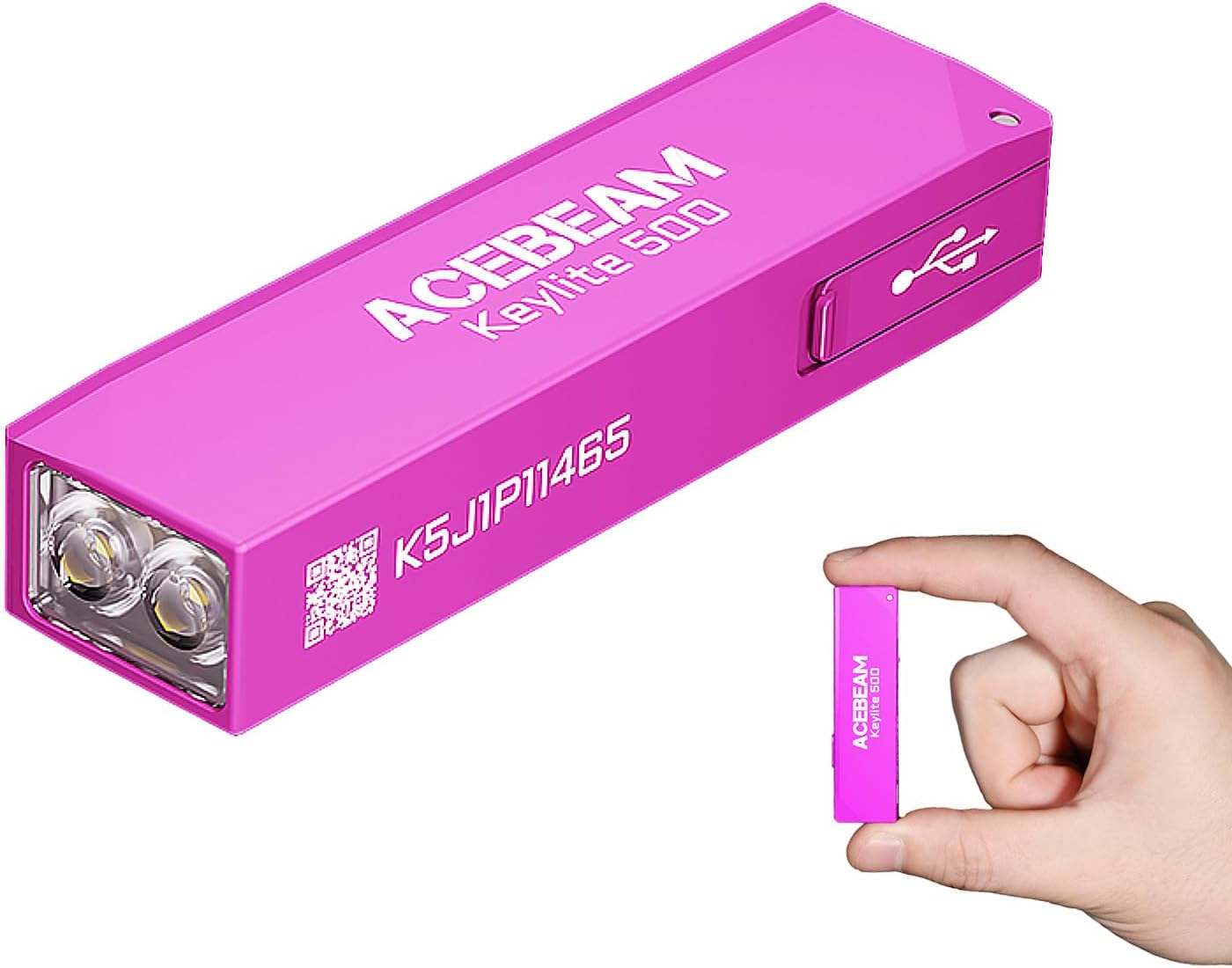 ACEBEAM Keylite 500 Ultra Powerful Rechargeable Ultra-Compact Flat Pocket LED Keychain Torch for EDC with Dual LED, 6 Modes, Small Mini Flashlight for Home, Teal