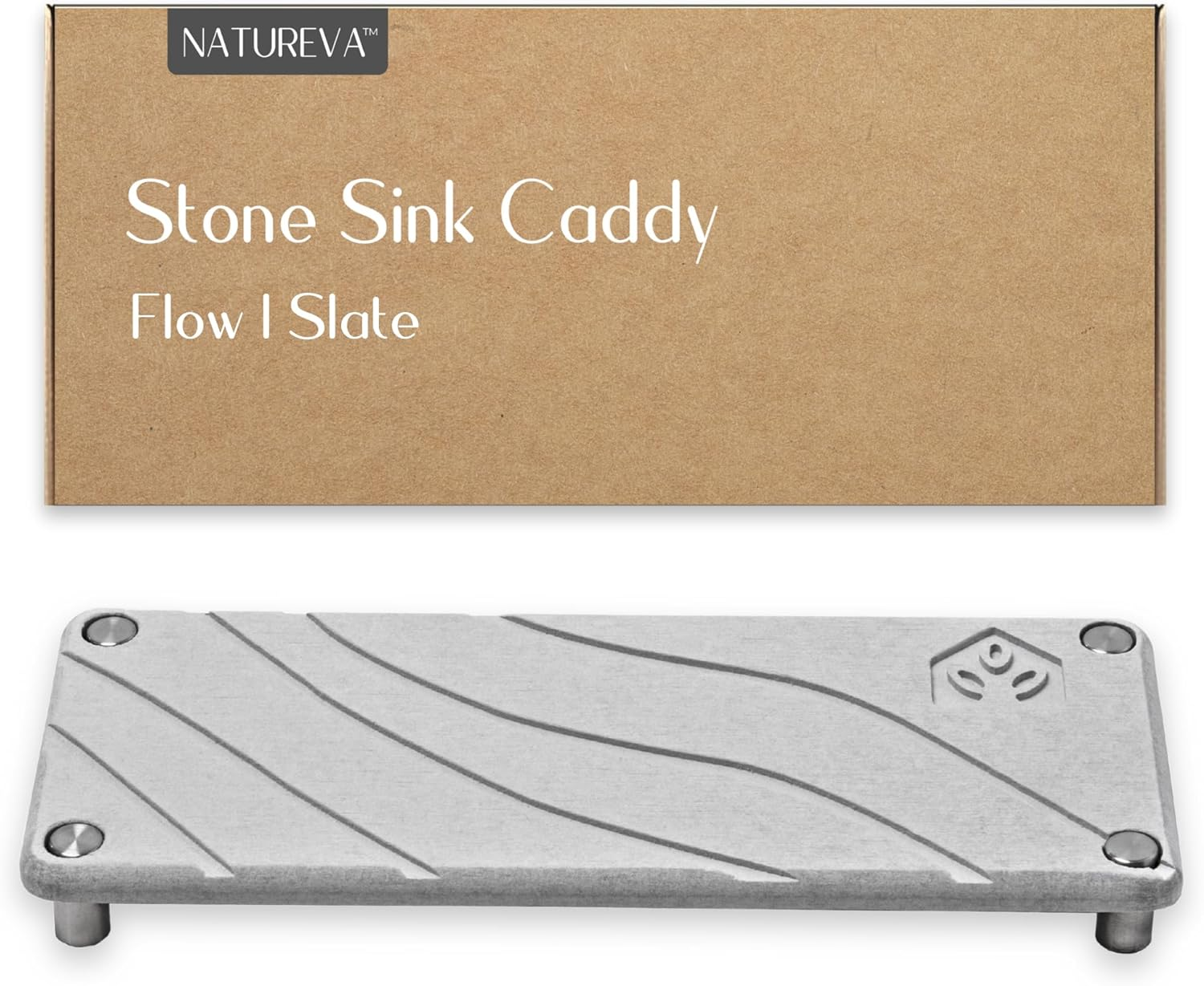 Home - Stone Sink Caddy | Fast Drying Diatomite Tray for Kitchen & Bathroom Sink Counter | Soap Dish Holder, Decor & Vanity Mat | Quick Dry Diatomaceous Earth | Design Rain | Colour Graphite