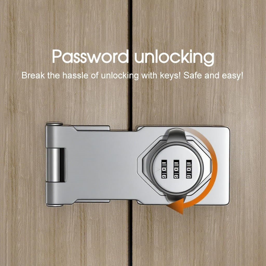 OZSTOCK 2X Mechanical Password Lock Hasp &ndash; Keyless 3-Digit Combination Cabinet Lock, Zinc Alloy Drawer & Mailbox Security Lock with Screws for Doors, Lockers, Office & Home Storage image number 2