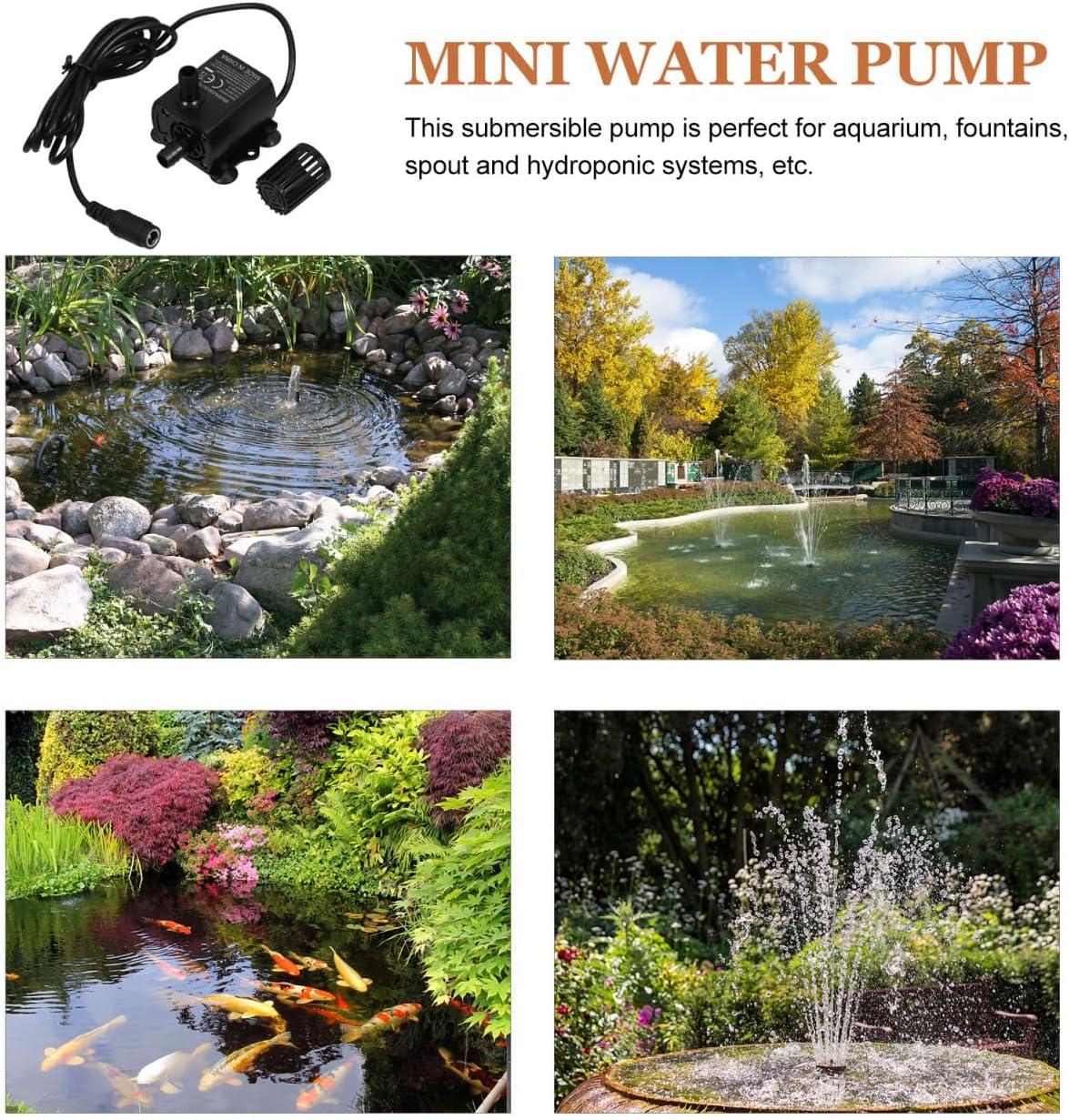 POPETPOP Mini Brushless Dc 12V Submersible Water Pump Quiet Aquarium Circulating Pump for Fish Tanks Ponds and Small Fountains image number 3