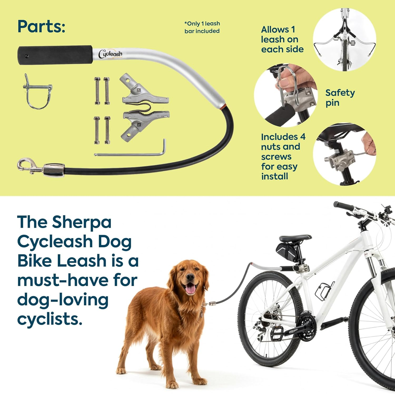 Sherpa Cycleash Universal Bicycle Leash, Silver image number 6