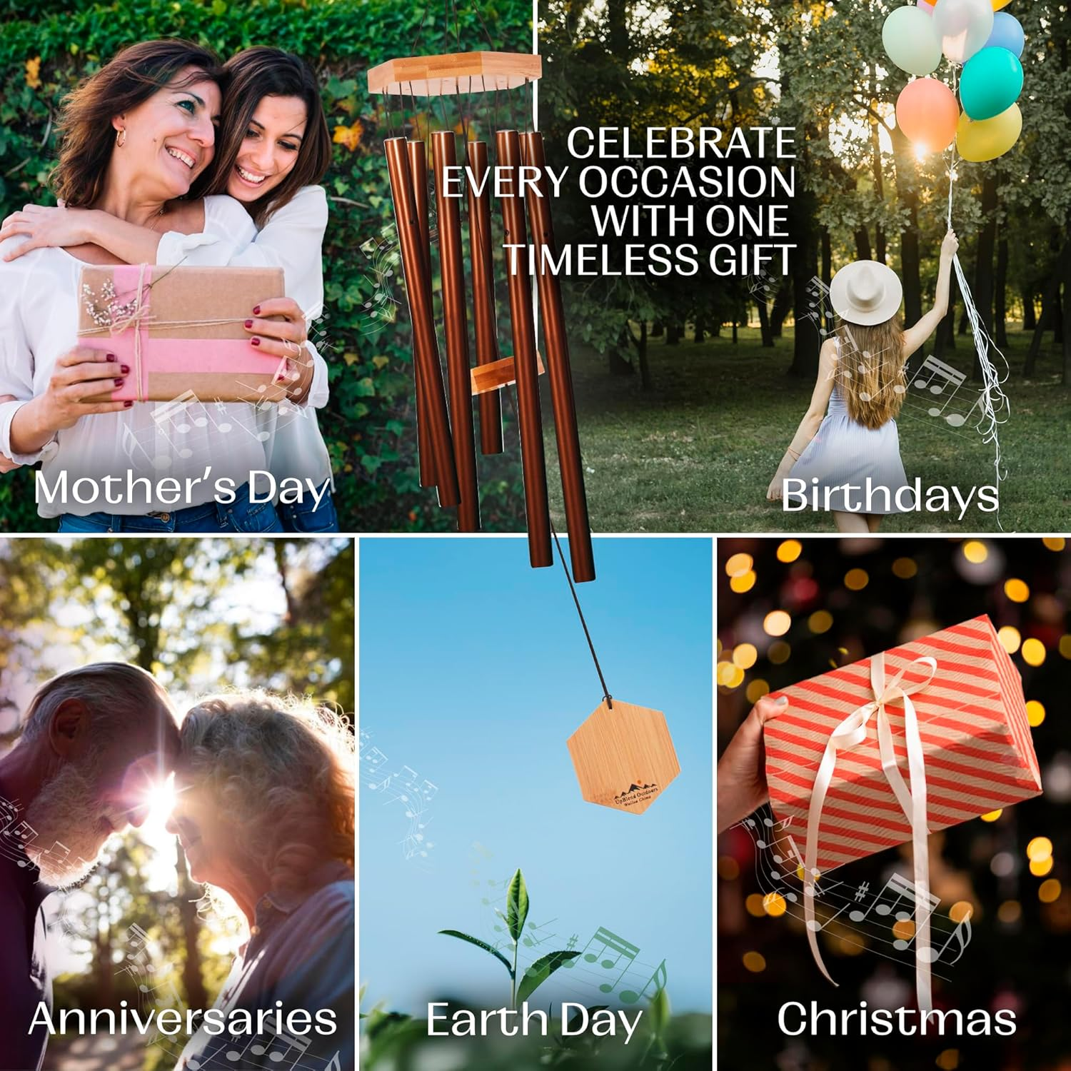 Wind Chimes for People WHO like Their Neighbors Soothing Melodic Tones & Solidly Constructed Bamboo/Aluminum Chime Great as a Quality Gift or to Keep for Your Own Patio Porch Garden or Backyard. image number 2