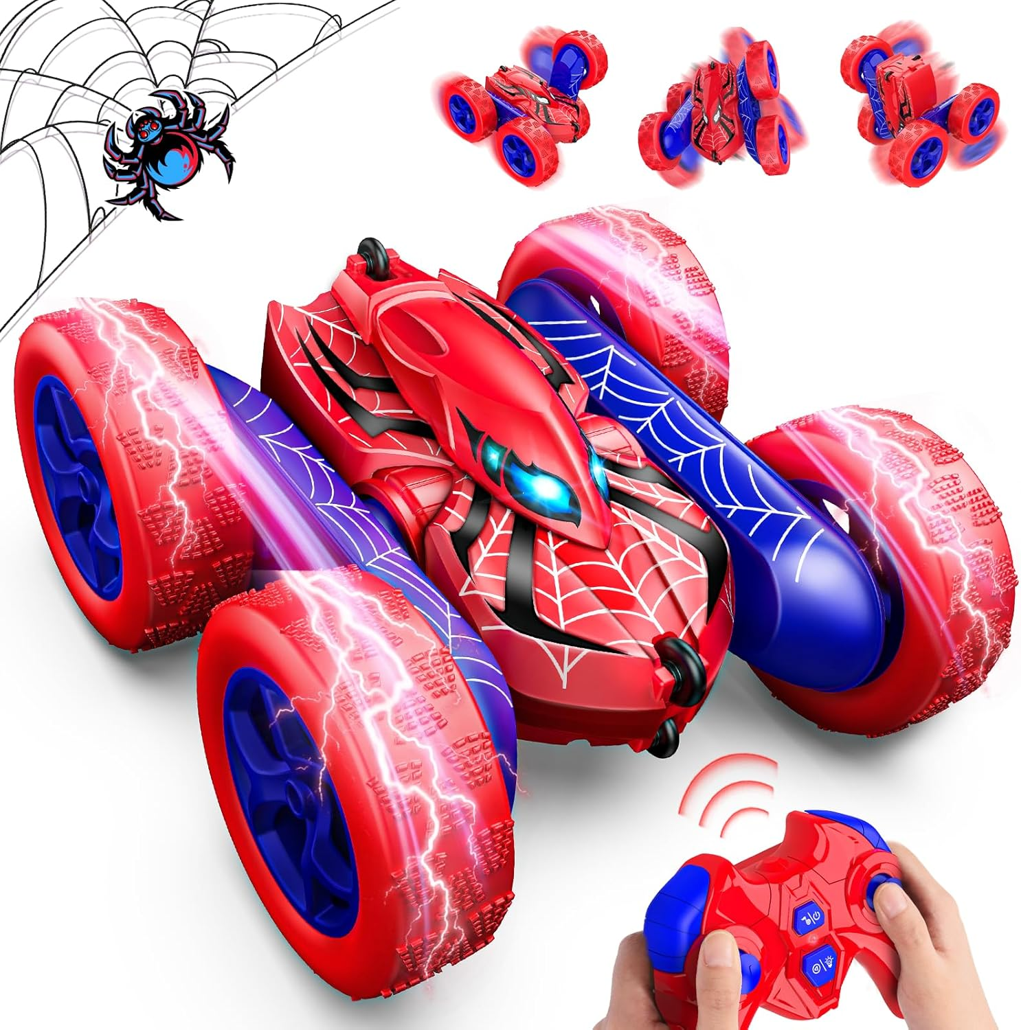 Spider Remote Control Cars for Kids, Vingtank RC Car Kids Toys for 3 4 5 6 7 8 Year Old Boys Outdoor Toy Boys Toys 8-10 4WD 2.4GHZ Electric Stunt Car Christmas 3-9 Year Old Boy Gift Ideas