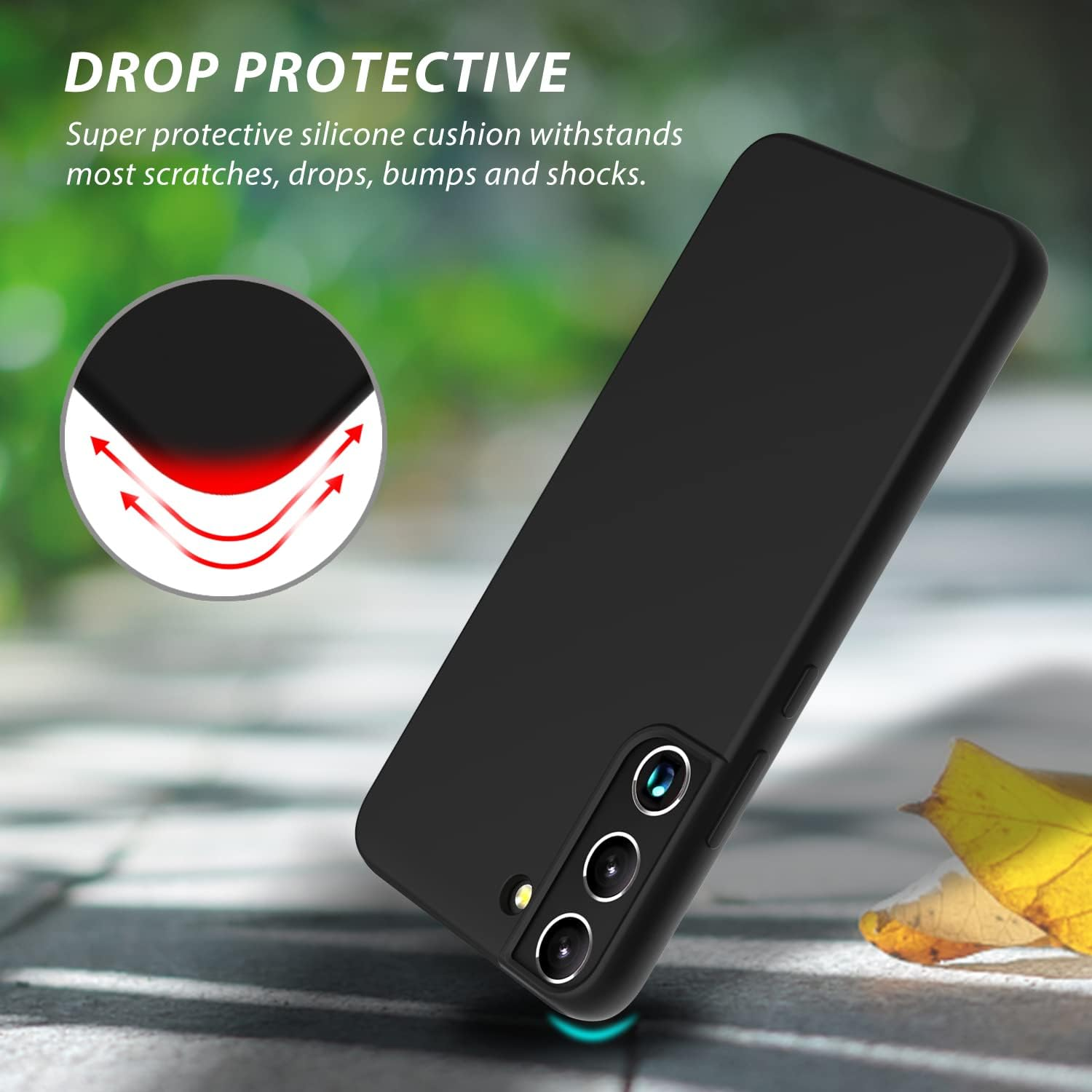 ZUSLAB Galaxy S22 plus Case 5G Nano Silicone Shockproof Gel Rubber Bumper Protective Cover - Black