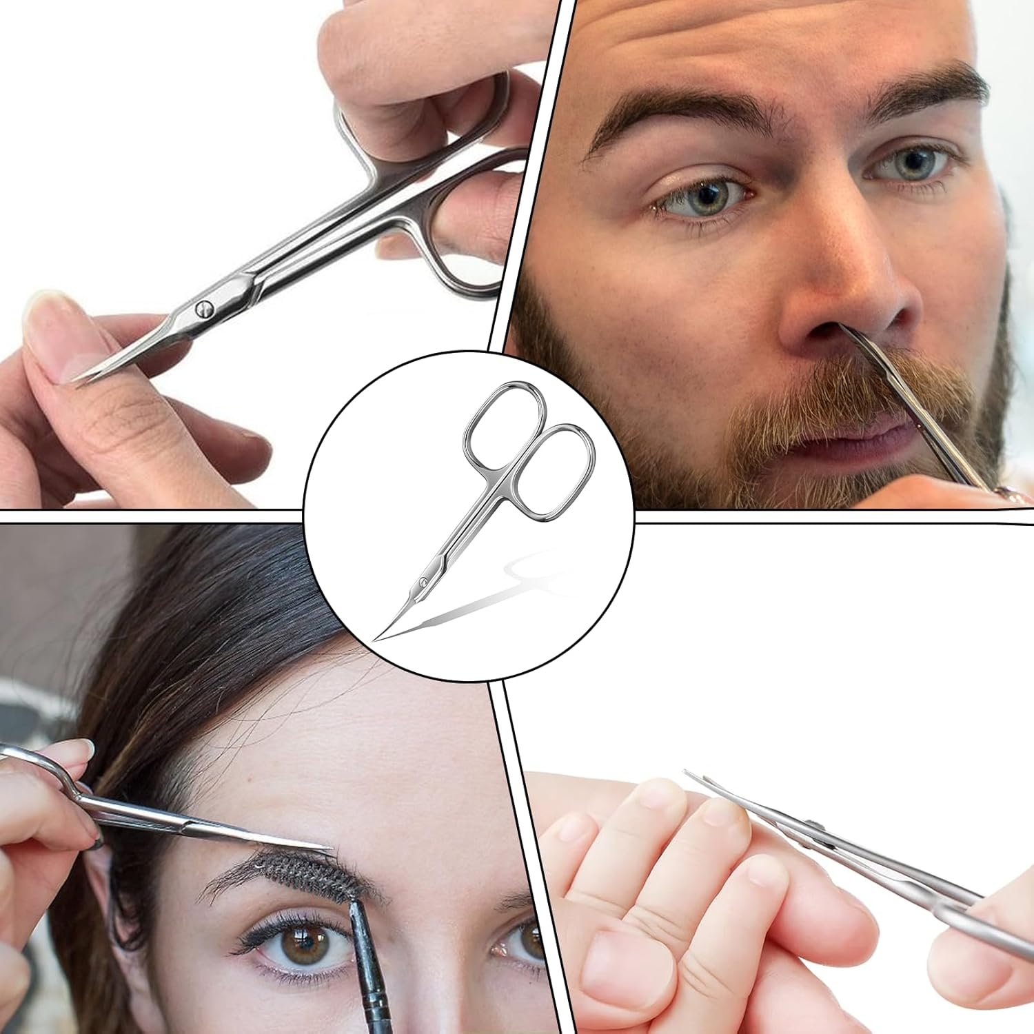 Cuticle Scissors, Extra Fine, Cuticle Scissors, Cuticle Cutter, Professional Cuticle Scissors with Curved Tip for Precise Shortening, Removal of Cuticles, Eyebrows and Eyelashes image number 1