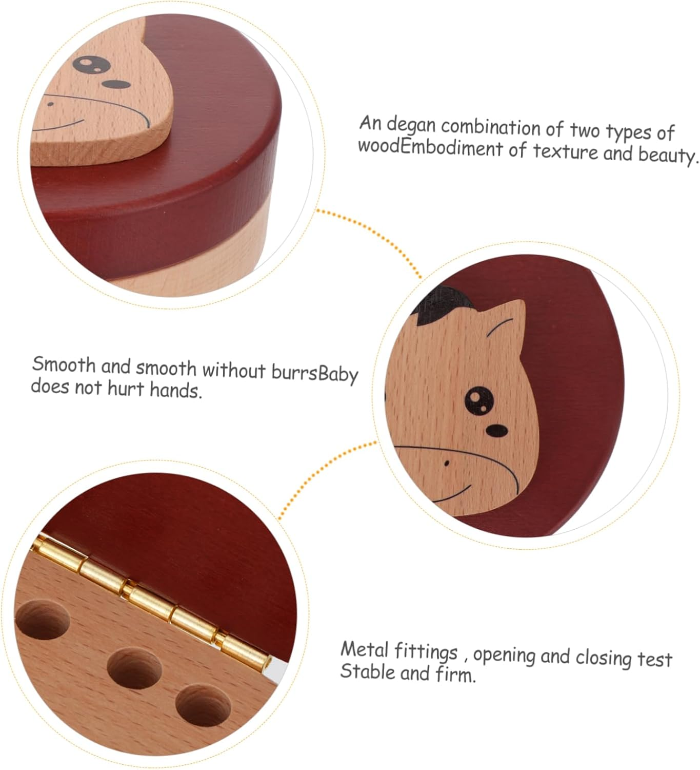 Tooth Fairy Holder Wooden Keepsake Box for First Tooth Fetal Hair Saver Organizer with Tweezers Shower For image number 6