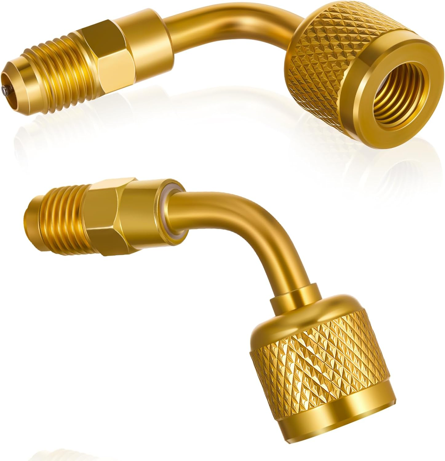 2 Pcs A2L Refrigerant Brass Adapter 1/4" Female SAE Flare Left Handed to 1/4" Male Thread Adapter Heavy Duty HVAC Quick Connect Fittings Low Loss for Refrigerant Tanks Mini Split Systems image number 1