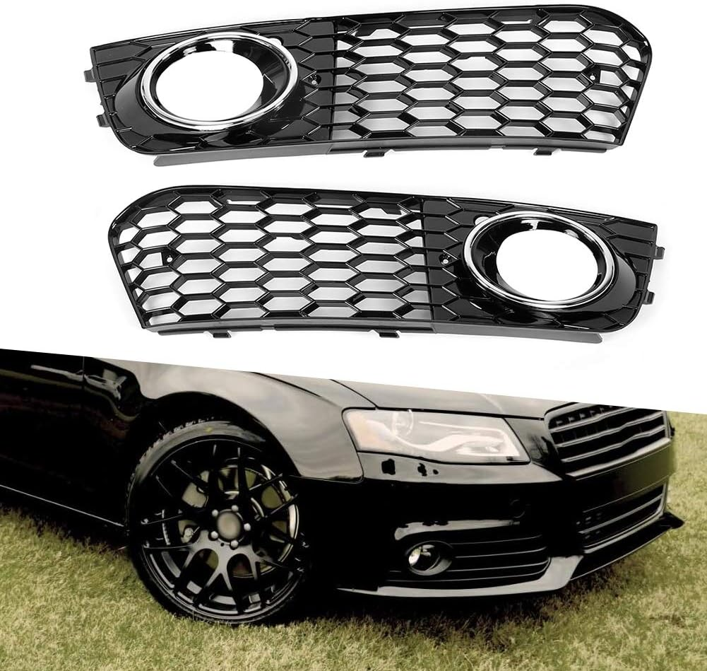 Fog Light Cover Lamp Frame Mesh Grille for B8 2009-2011 &ndash; Stylish ABS Plated Replacement (GZ.D072DL/R)