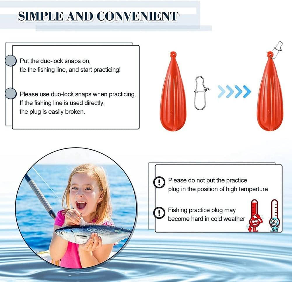 Fishing Practice Plug Fishing Casting Plug Baitcasting Rubber Practice Plug Suitable for Improving Casting Skill,6Pcs image number 3