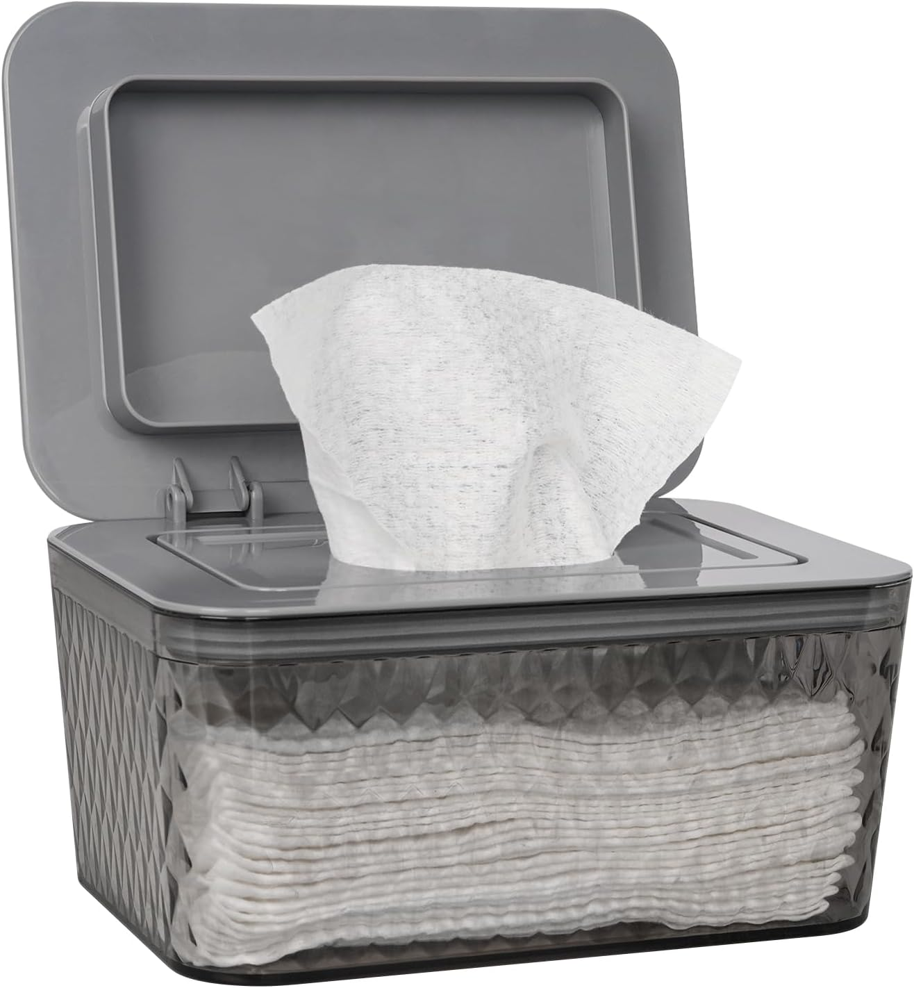 Wipes Dispenser, One-Handed Operation Wipe Holder for Baby & Adult, Seal-Designed Wipes Container for Bathroom Keep Diaper Wipes Fresh (Grey) image number 6