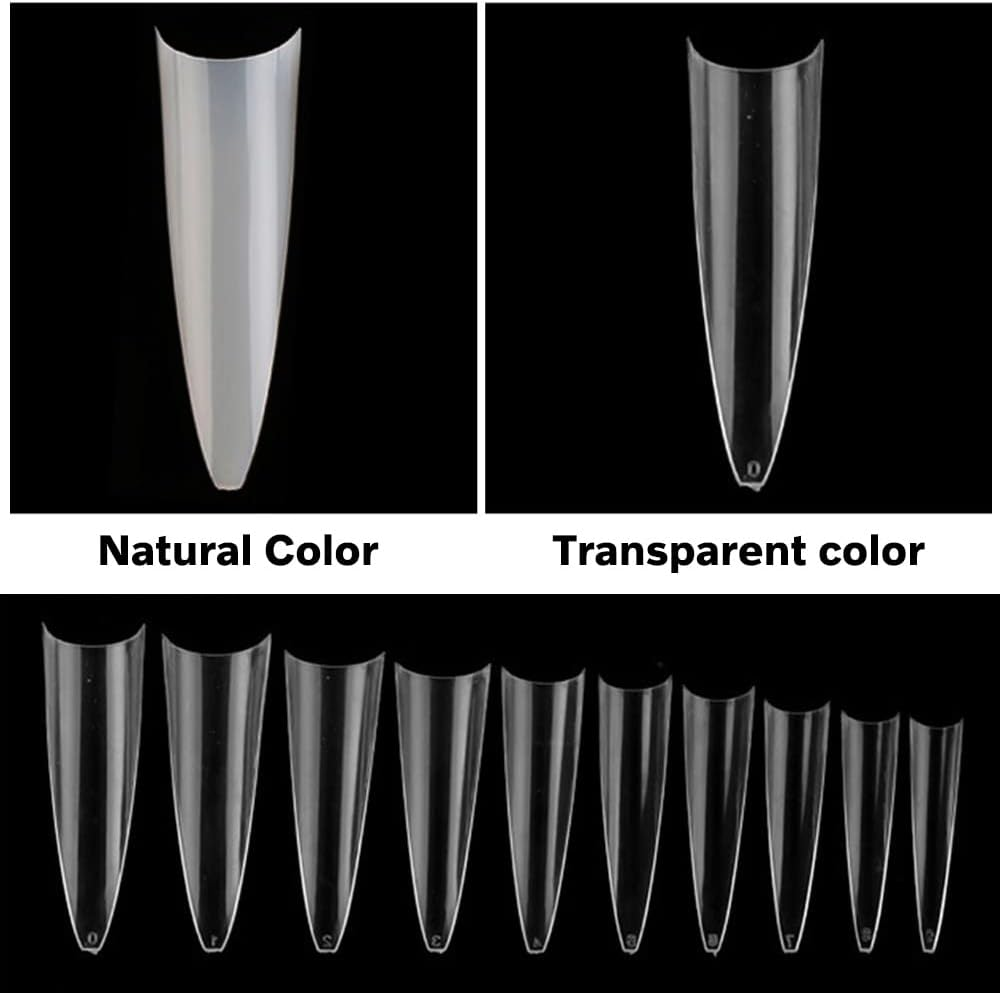 500 Pcs Clear Nail Tips Pointy Fake Natural Clear Stiletto False Gel Sharp Art Acrylic image number 1